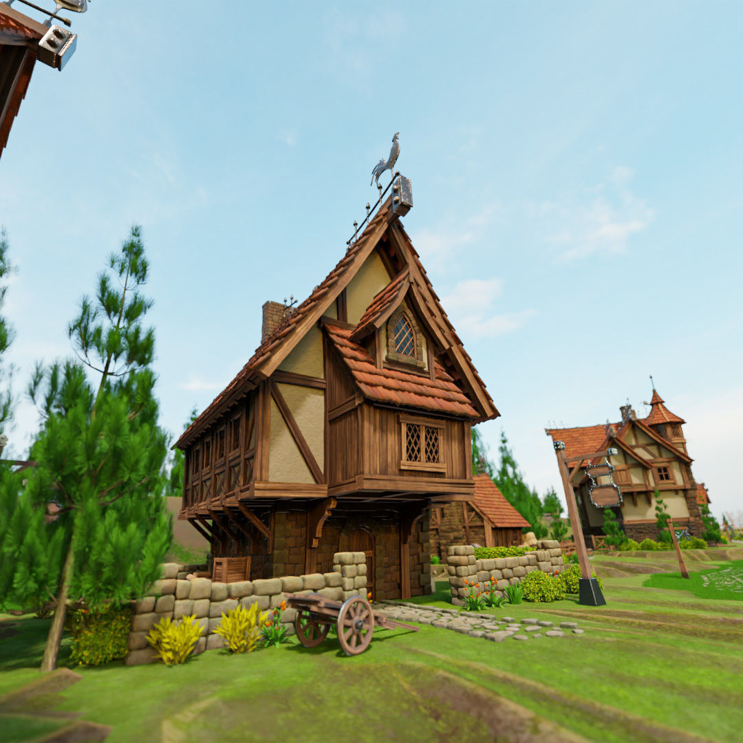 STYLIZED MEDIEVAL BUILDING 02 PRINT READY Low-poly 3D model_2