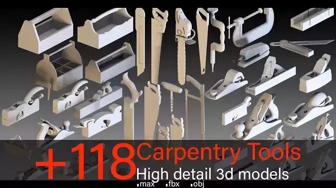 118 Carpentry Tools- Kitbash- High detail 3d models 3D model 118 Carpentry Tools- Kitbash- High detail 3d models 3D model