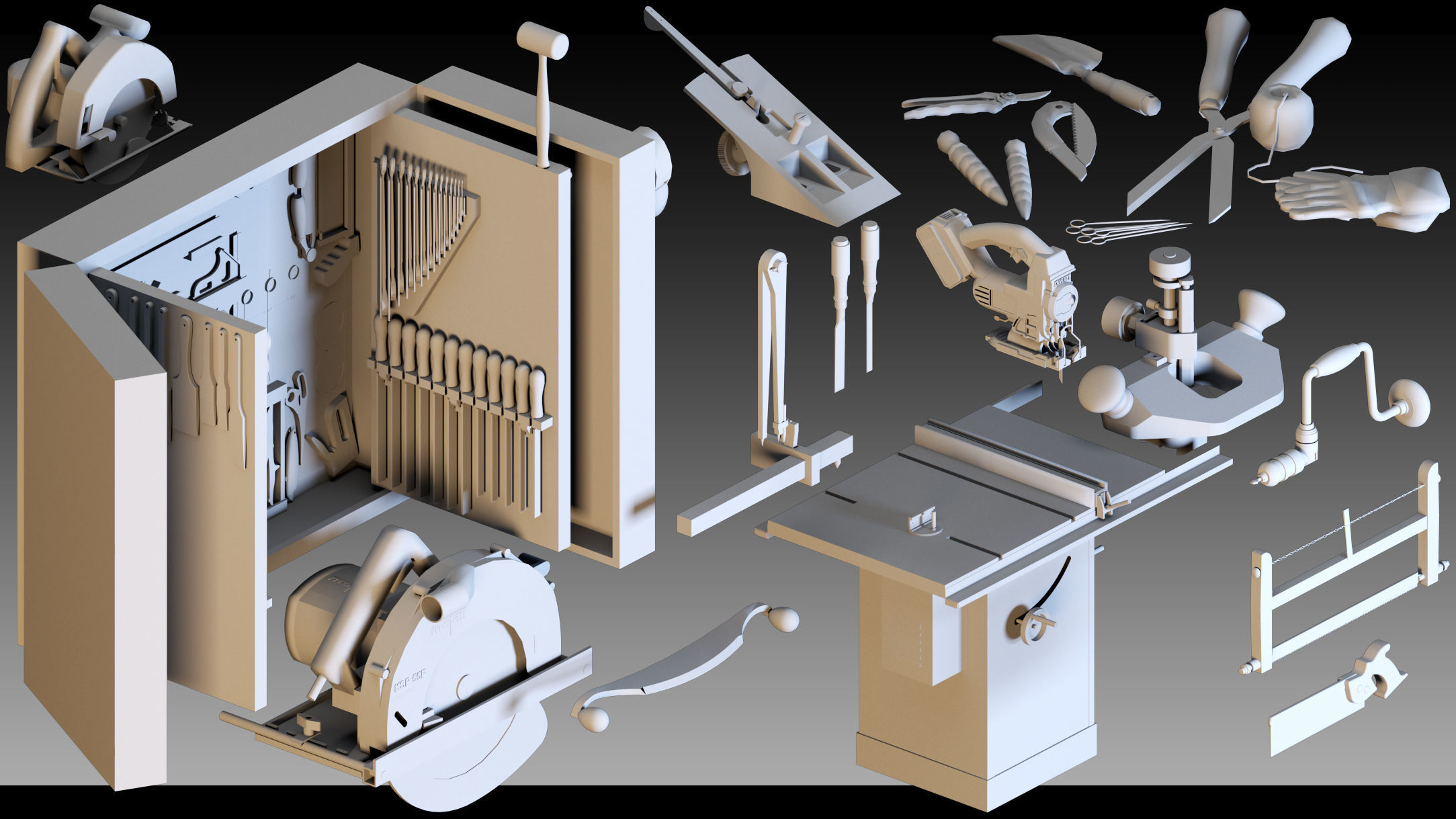 118 Carpentry Tools- Kitbash- High detail 3d models 3D model_3