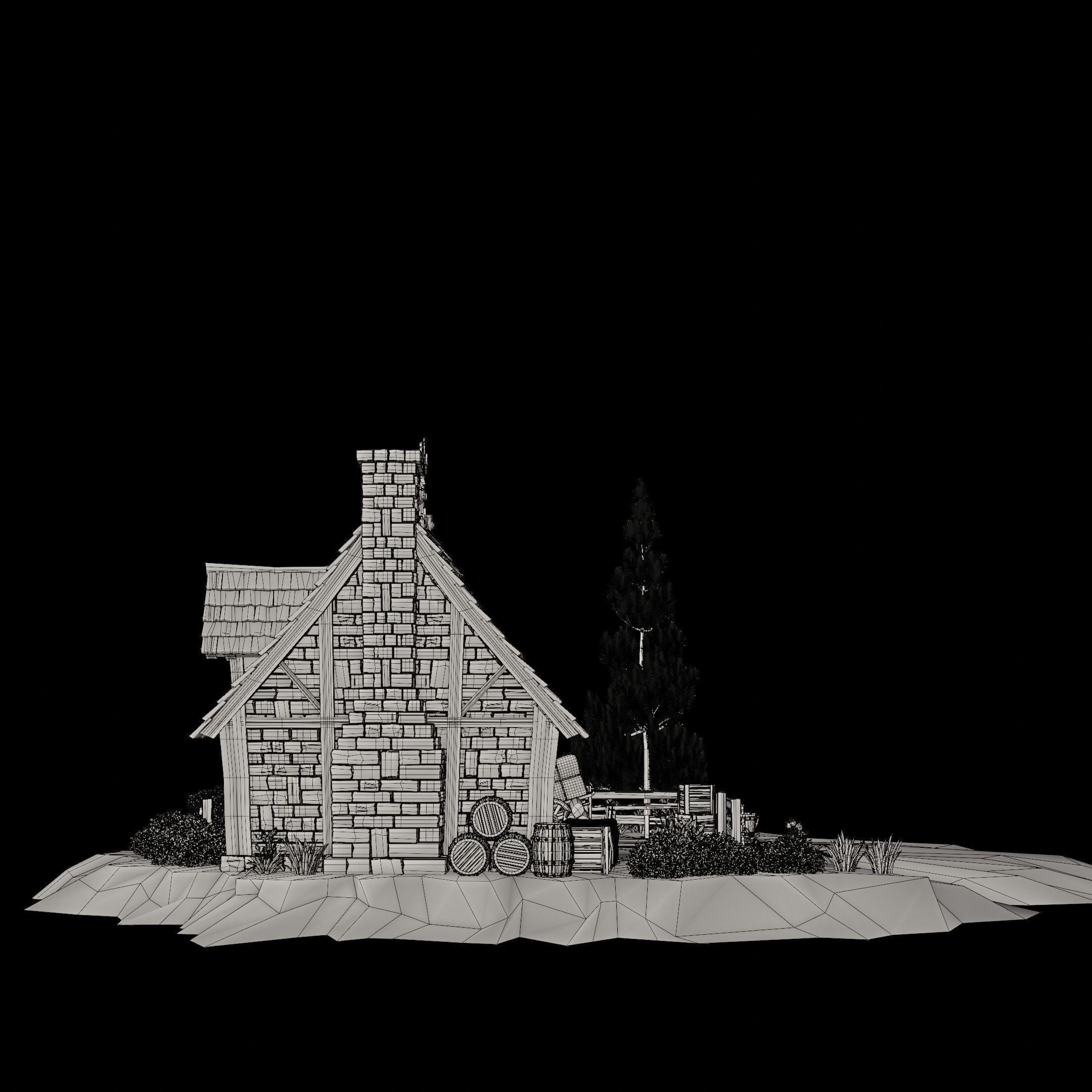 STYLIZED MEDIEVAL BUILDING 03 PRINT READY Low-poly 3D model_17