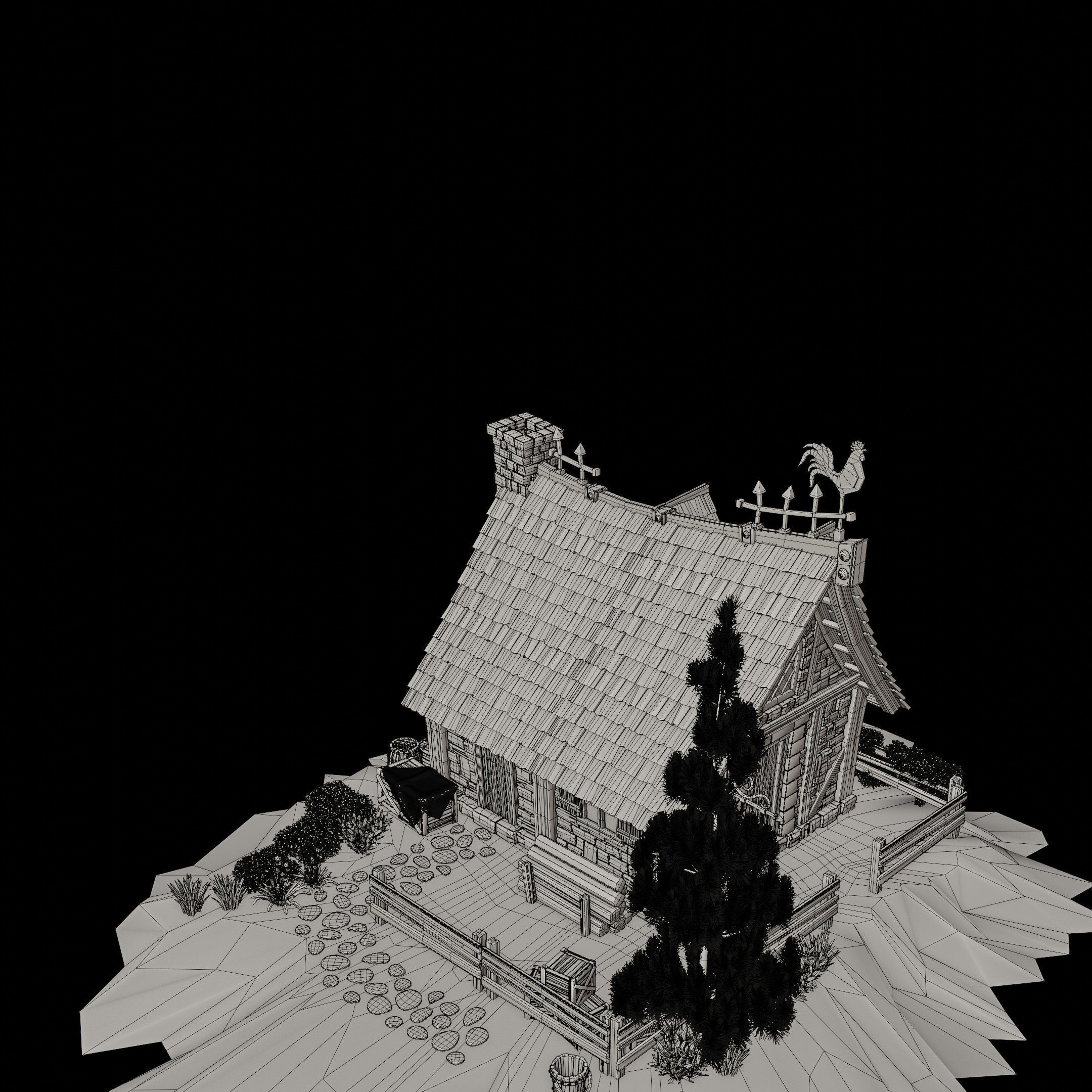 STYLIZED MEDIEVAL BUILDING 03 PRINT READY Low-poly 3D model_21