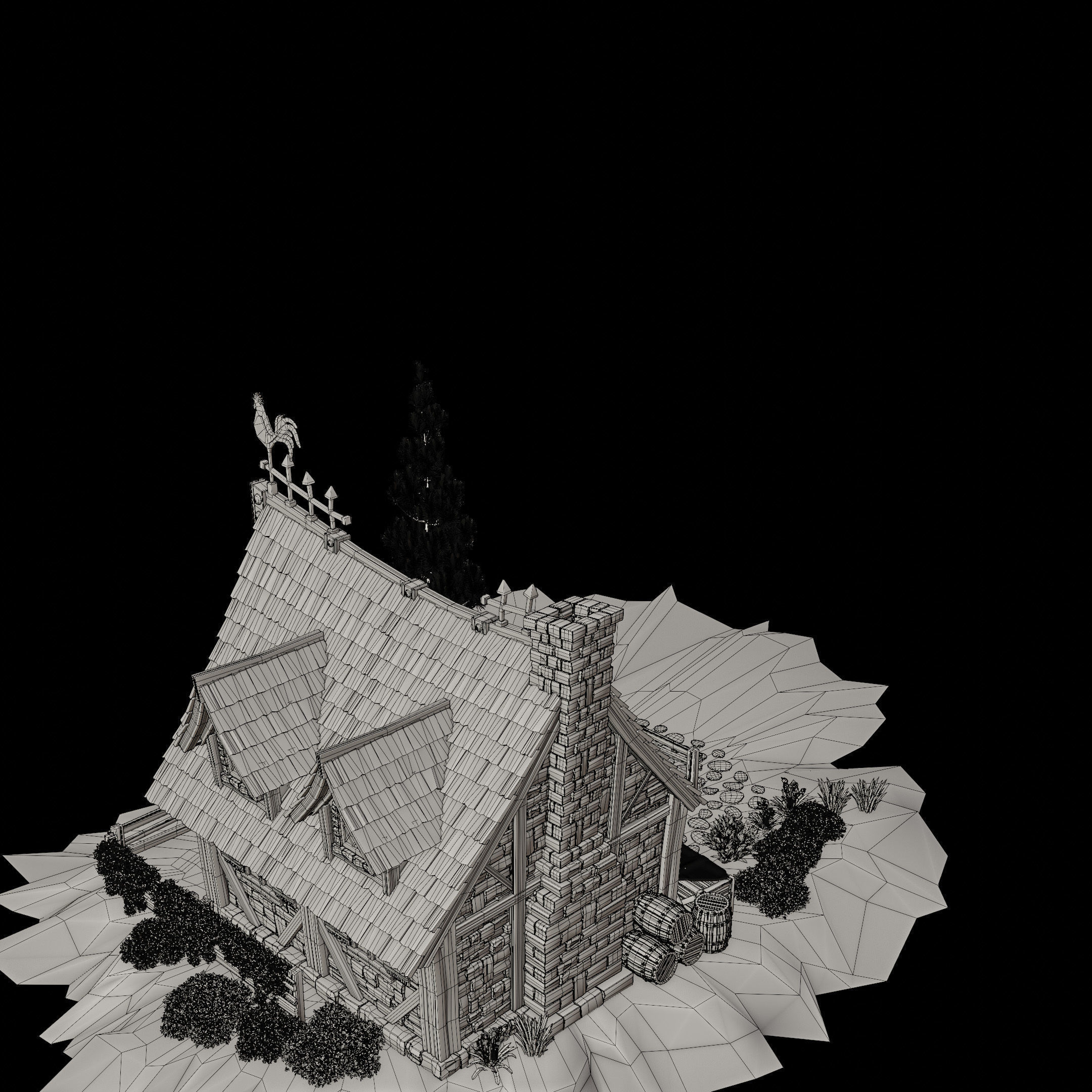 STYLIZED MEDIEVAL BUILDING 03 PRINT READY Low-poly 3D model_22