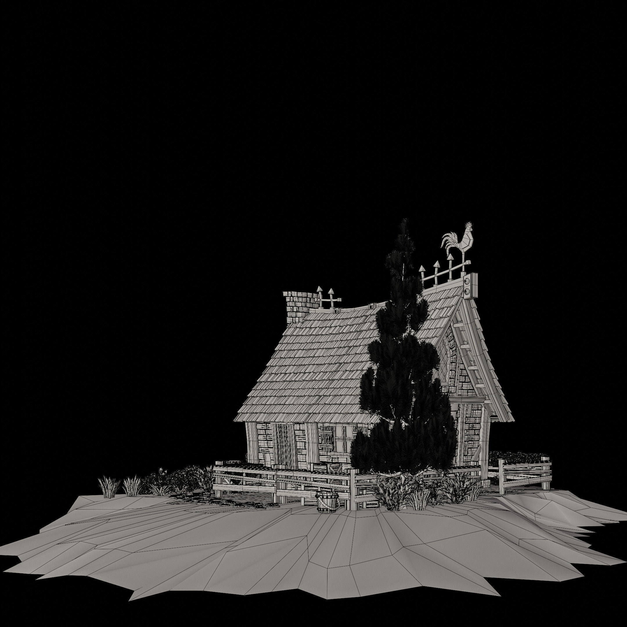 STYLIZED MEDIEVAL BUILDING 03 PRINT READY Low-poly 3D model_20