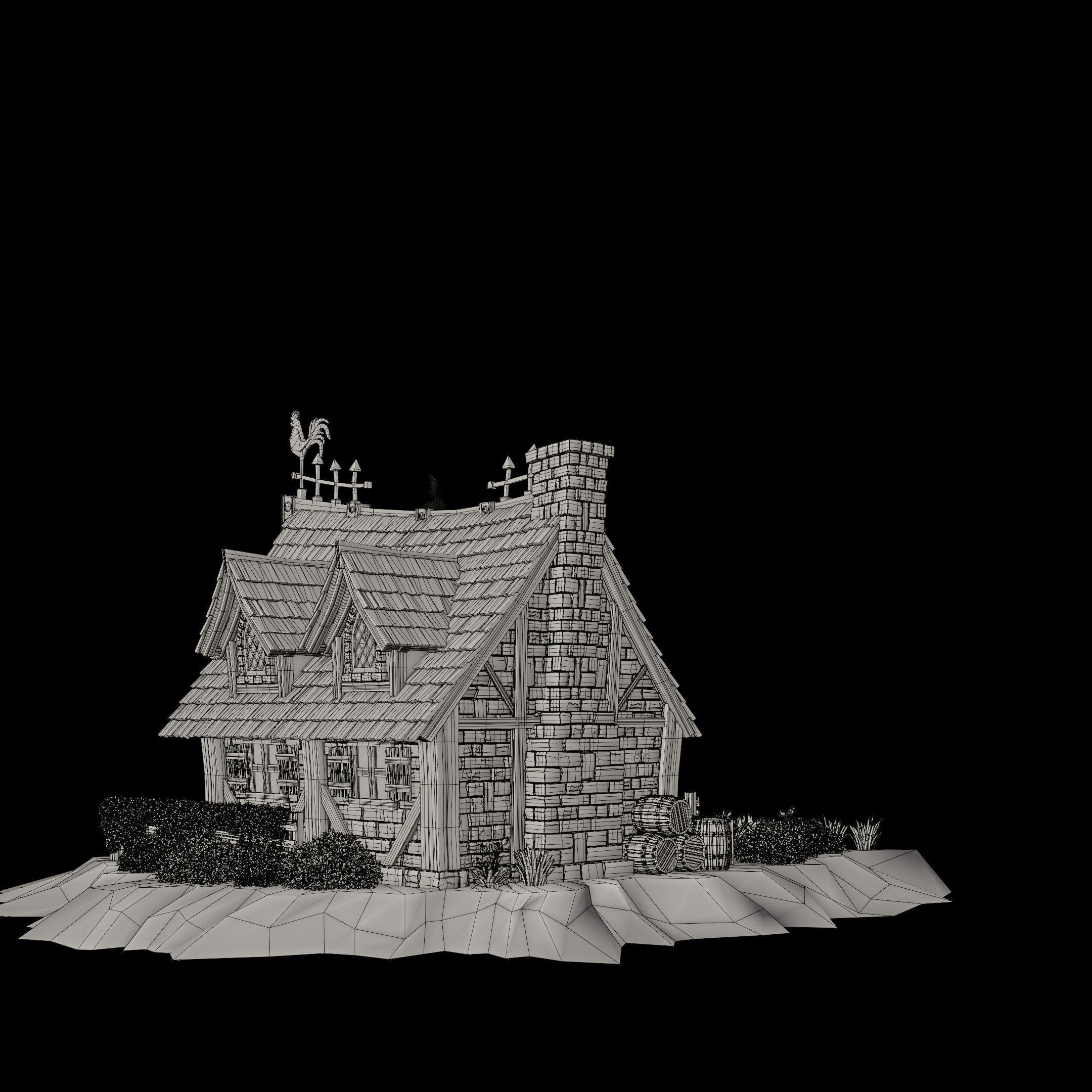 STYLIZED MEDIEVAL BUILDING 03 PRINT READY Low-poly 3D model_16