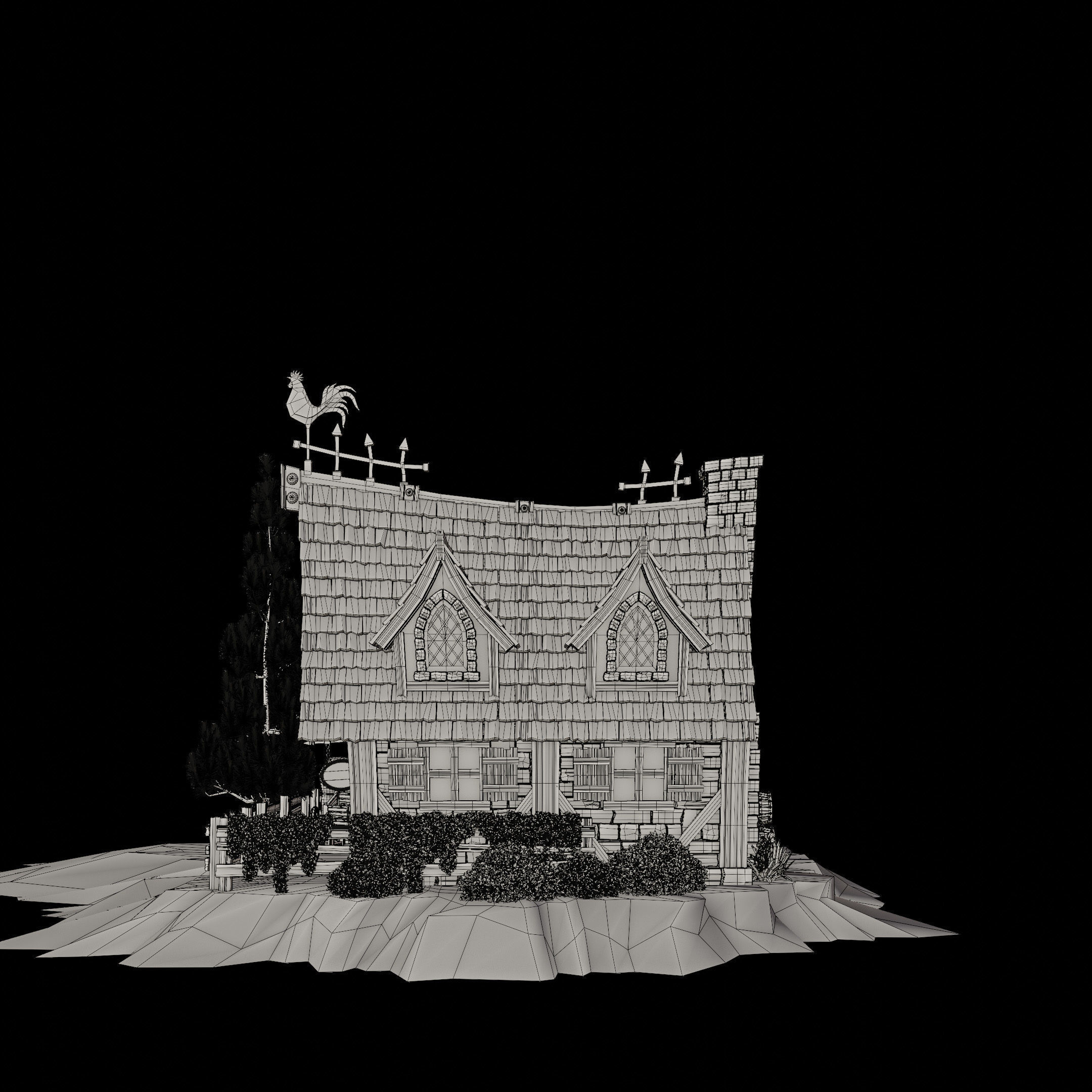 STYLIZED MEDIEVAL BUILDING 03 PRINT READY Low-poly 3D model_15