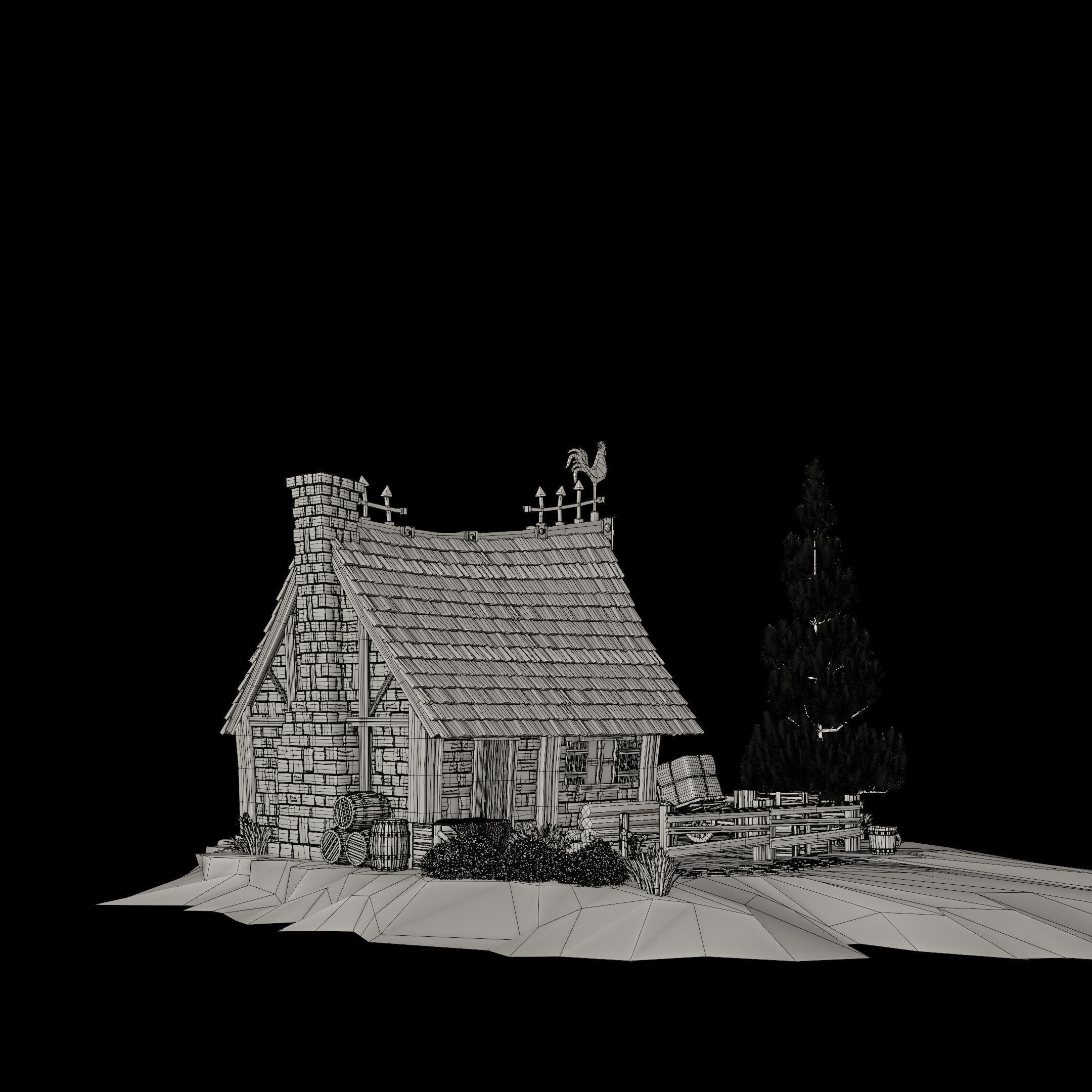 STYLIZED MEDIEVAL BUILDING 03 PRINT READY Low-poly 3D model_18