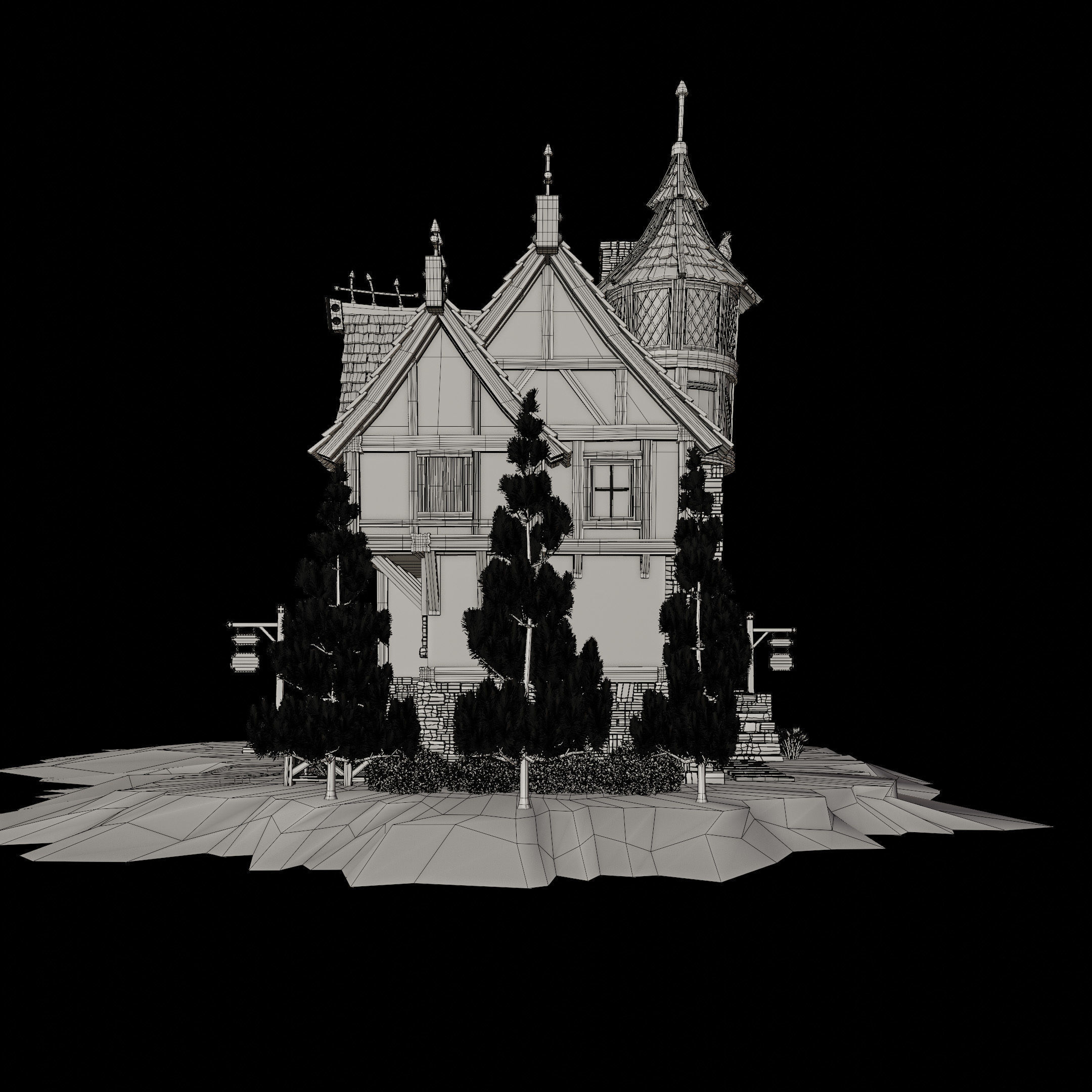 STYLIZED MEDIEVAL BUILDING 04 PRINT READY  Low-poly 3D model_19