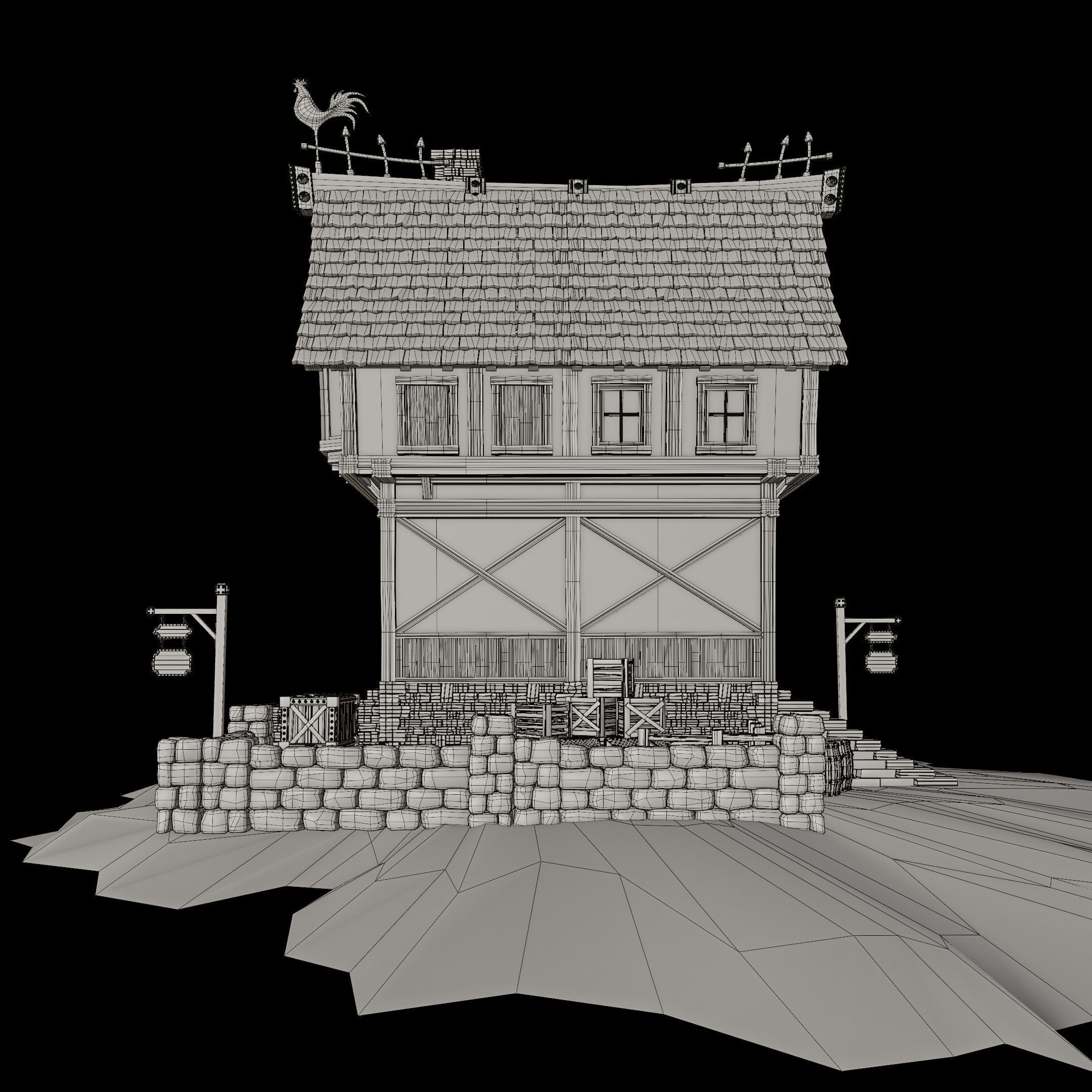 STYLIZED MEDIEVAL BUILDING 04 PRINT READY  Low-poly 3D model_15