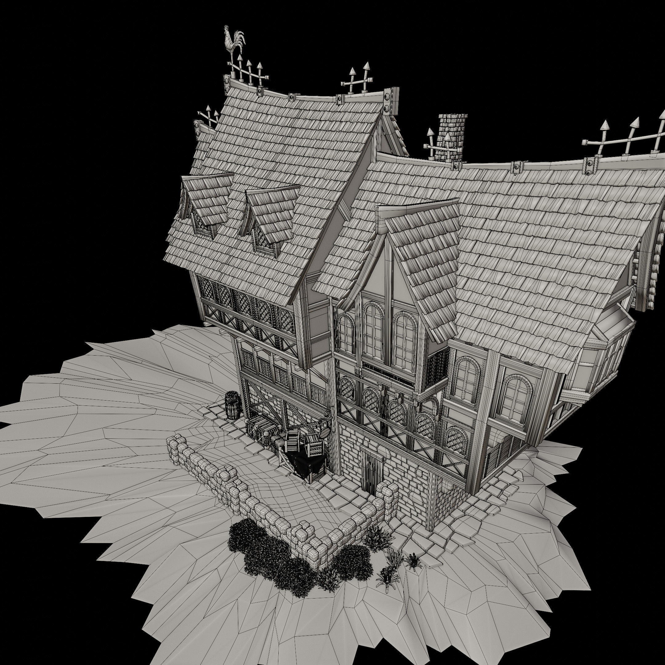 STYLIZED MEDIEVAL BUILDING 05 PRINT READY Low-poly 3D model_22
