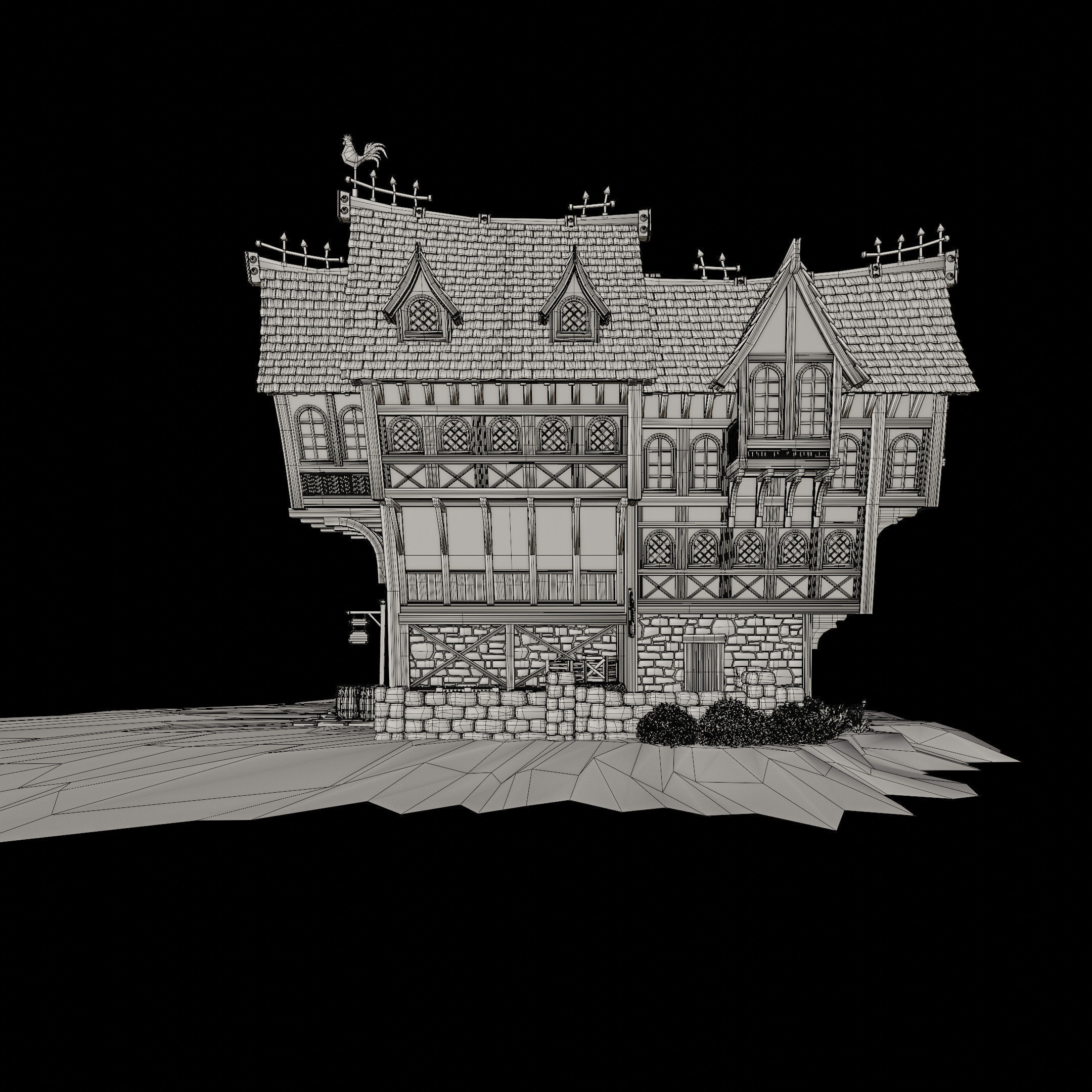 STYLIZED MEDIEVAL BUILDING 05 PRINT READY Low-poly 3D model_15