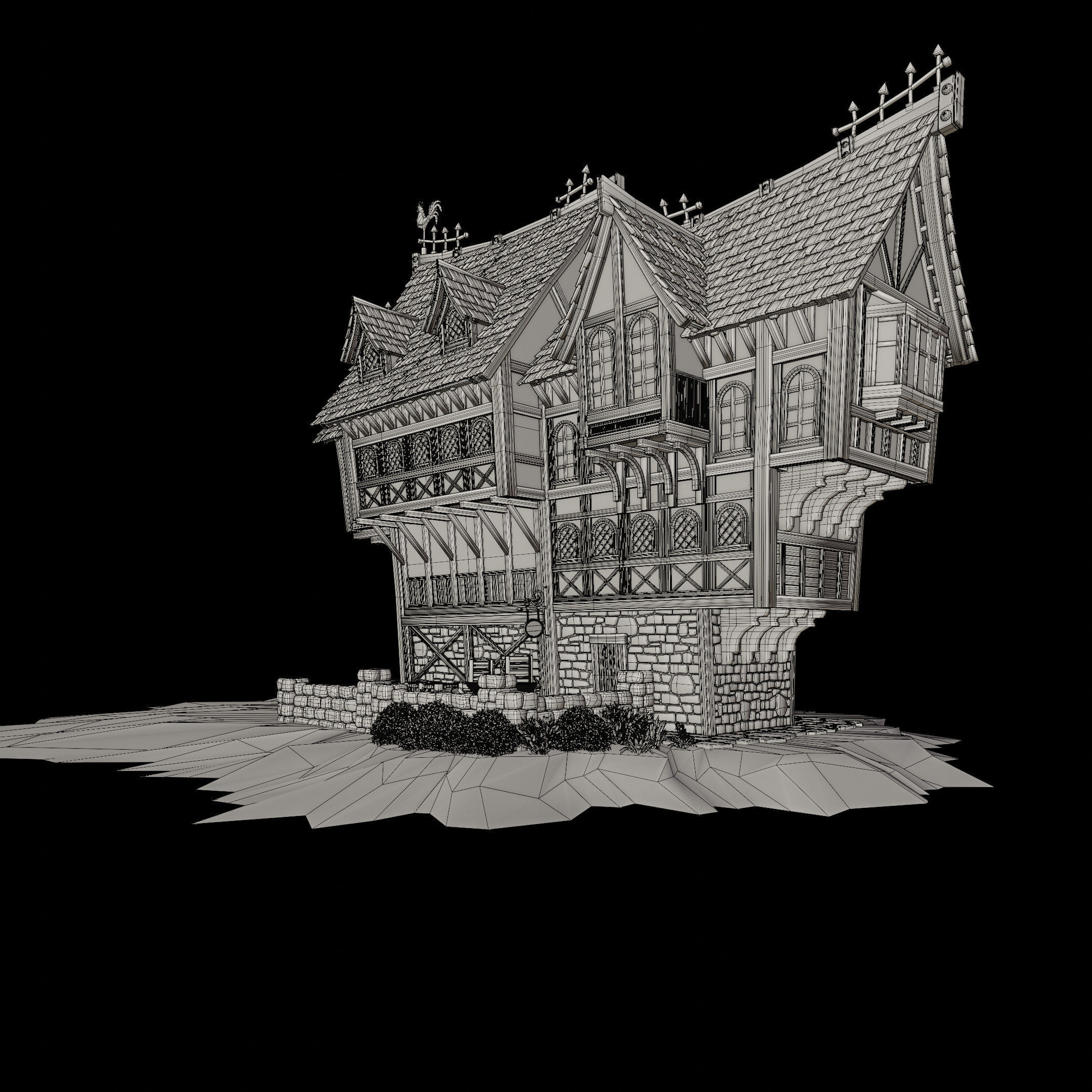 STYLIZED MEDIEVAL BUILDING 05 PRINT READY Low-poly 3D model_16