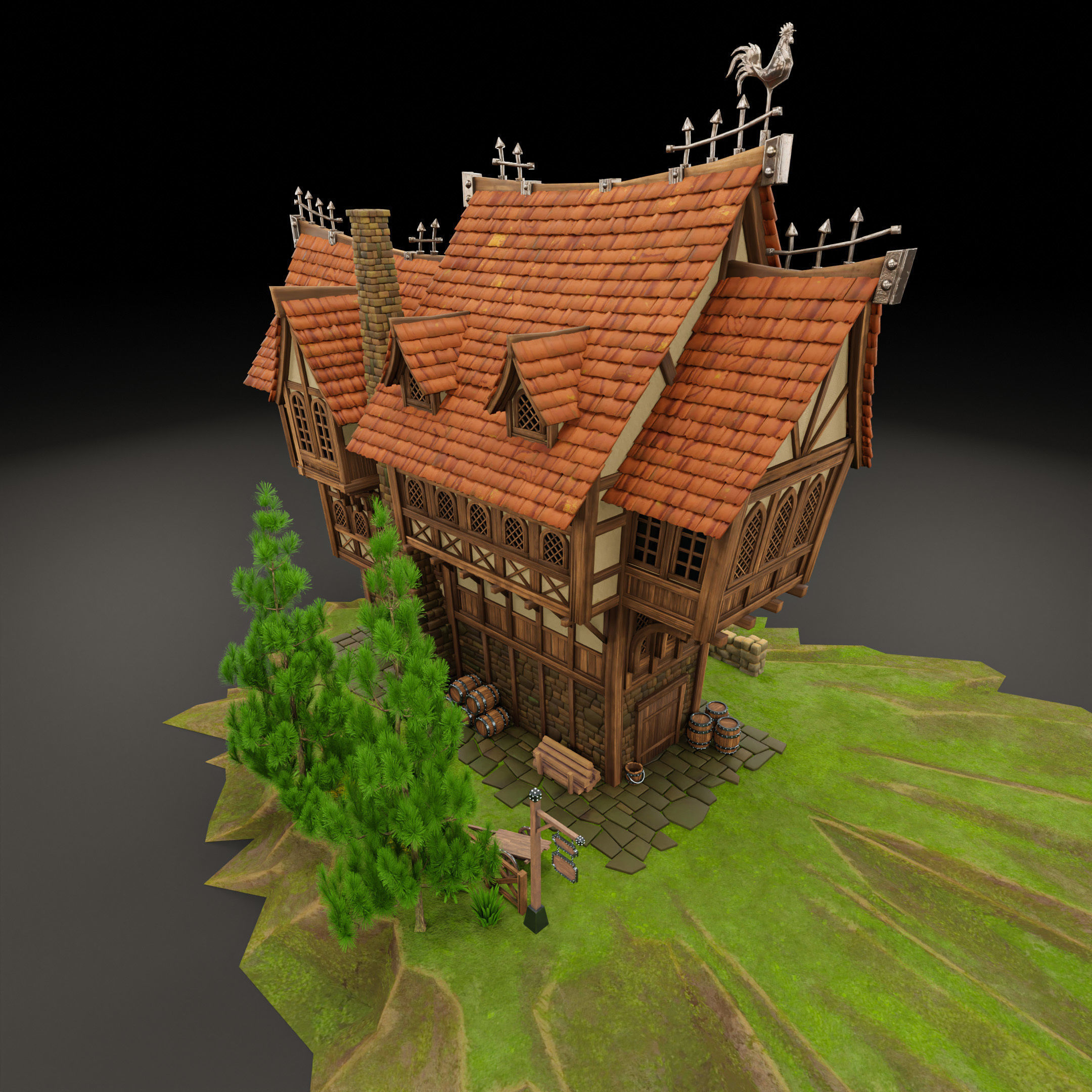 STYLIZED MEDIEVAL BUILDING 05 PRINT READY Low-poly 3D model_11