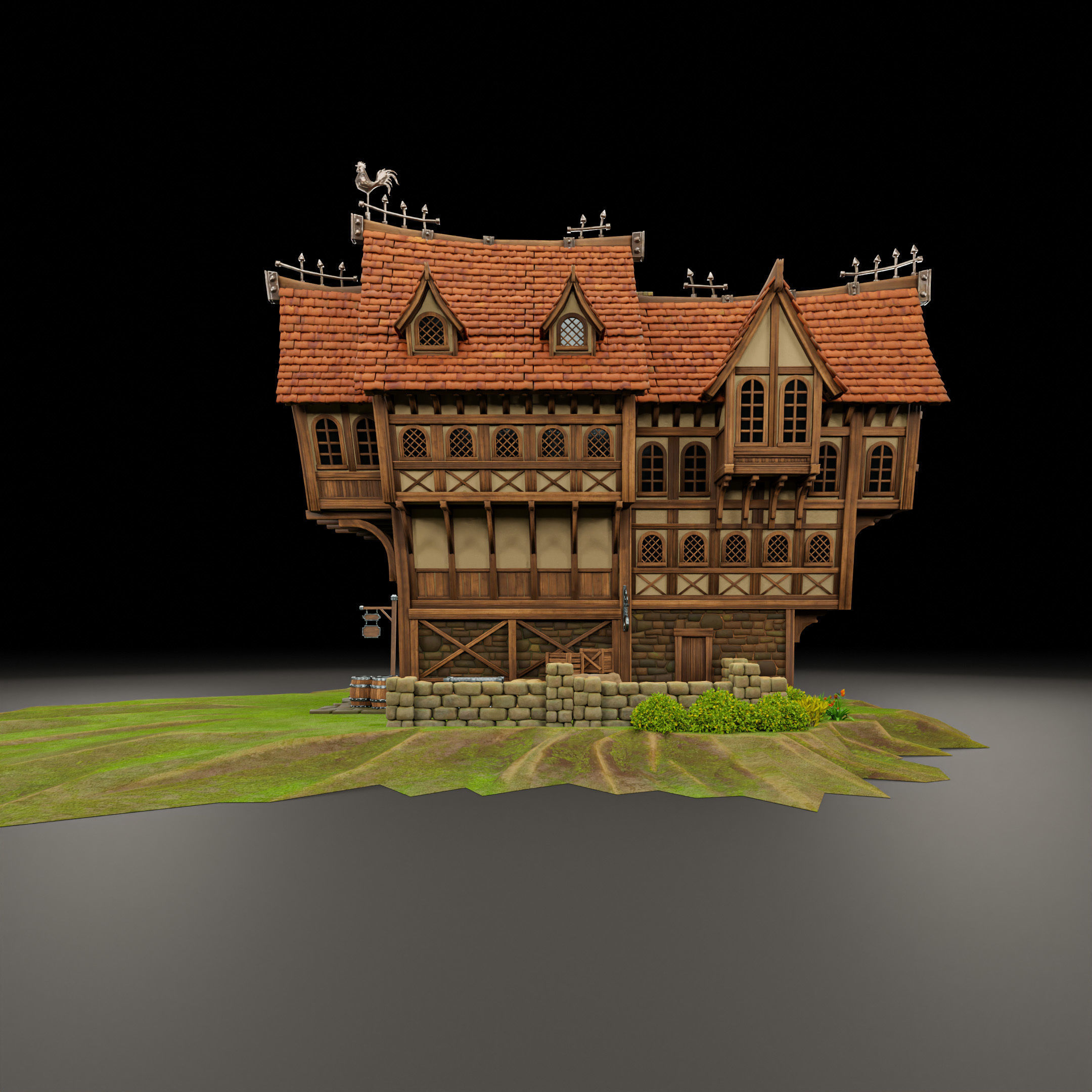 STYLIZED MEDIEVAL BUILDING 05 PRINT READY Low-poly 3D model_5