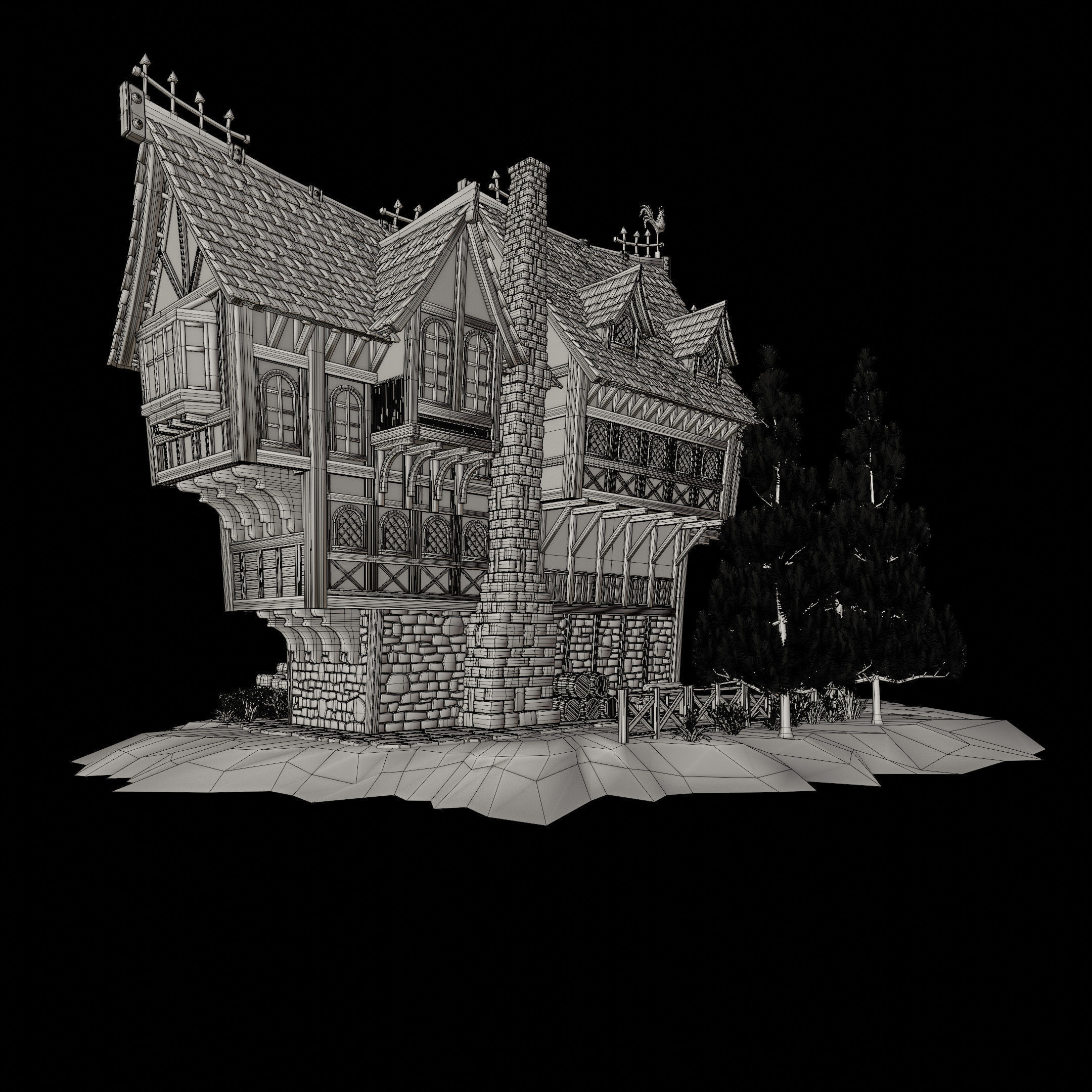 STYLIZED MEDIEVAL BUILDING 05 PRINT READY Low-poly 3D model_18