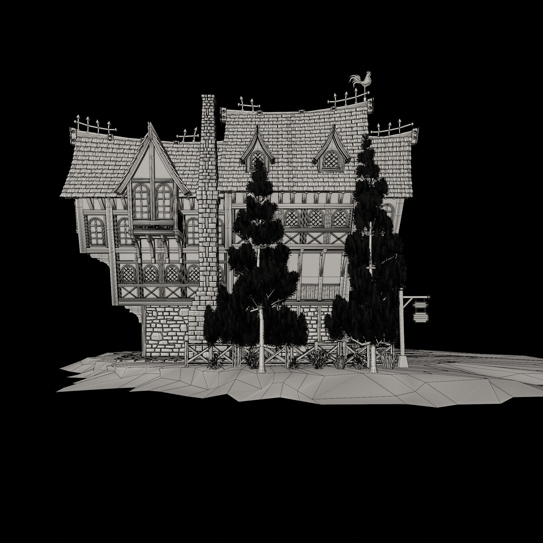 STYLIZED MEDIEVAL BUILDING 05 PRINT READY Low-poly 3D model_19
