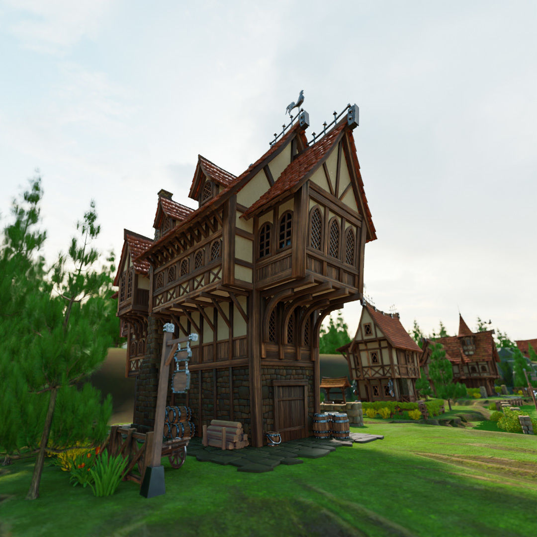 STYLIZED MEDIEVAL BUILDING 05 PRINT READY Low-poly 3D model_2