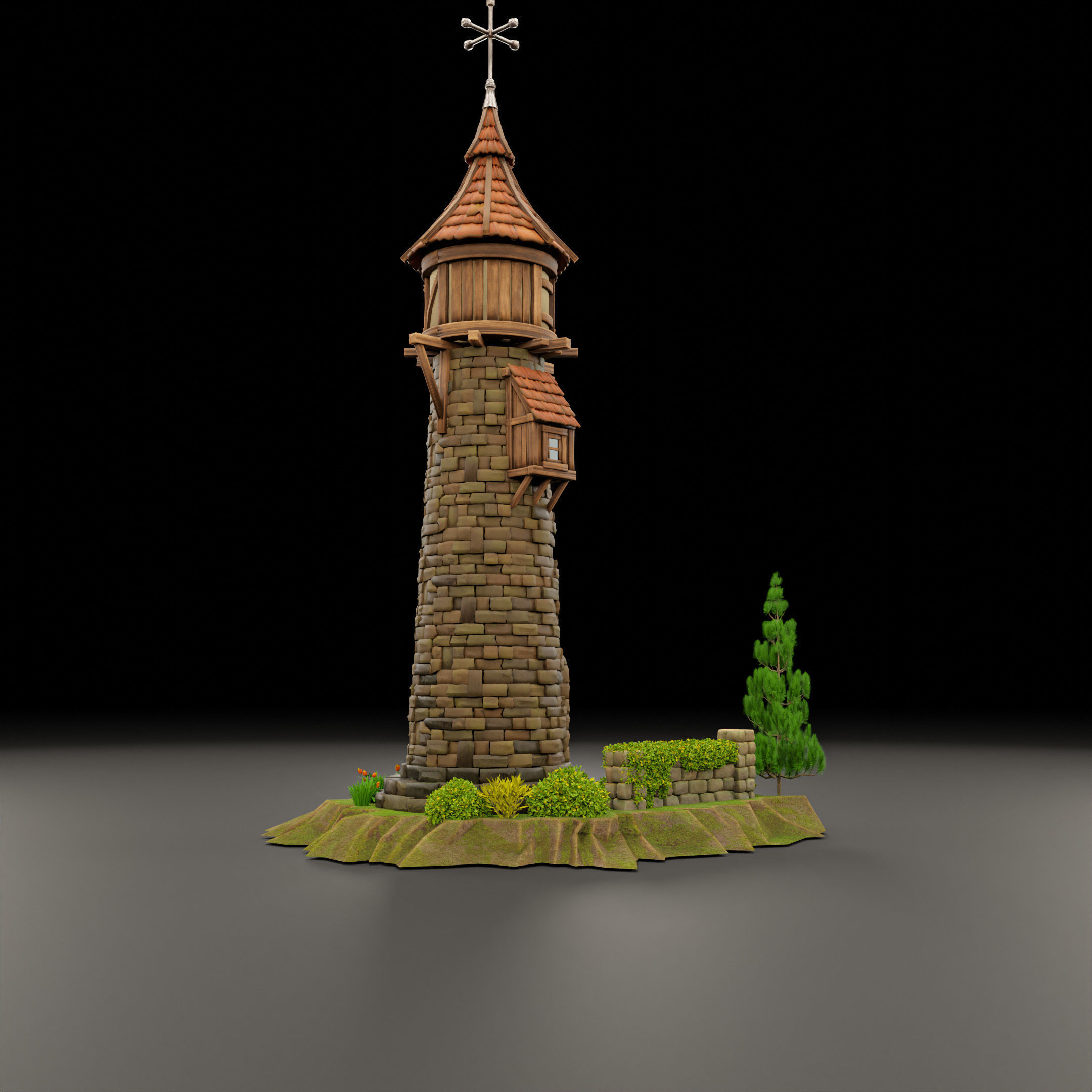 STYLIZED MEDIEVAL BUILDING 06 PRINT READY Low-poly 3D model_8