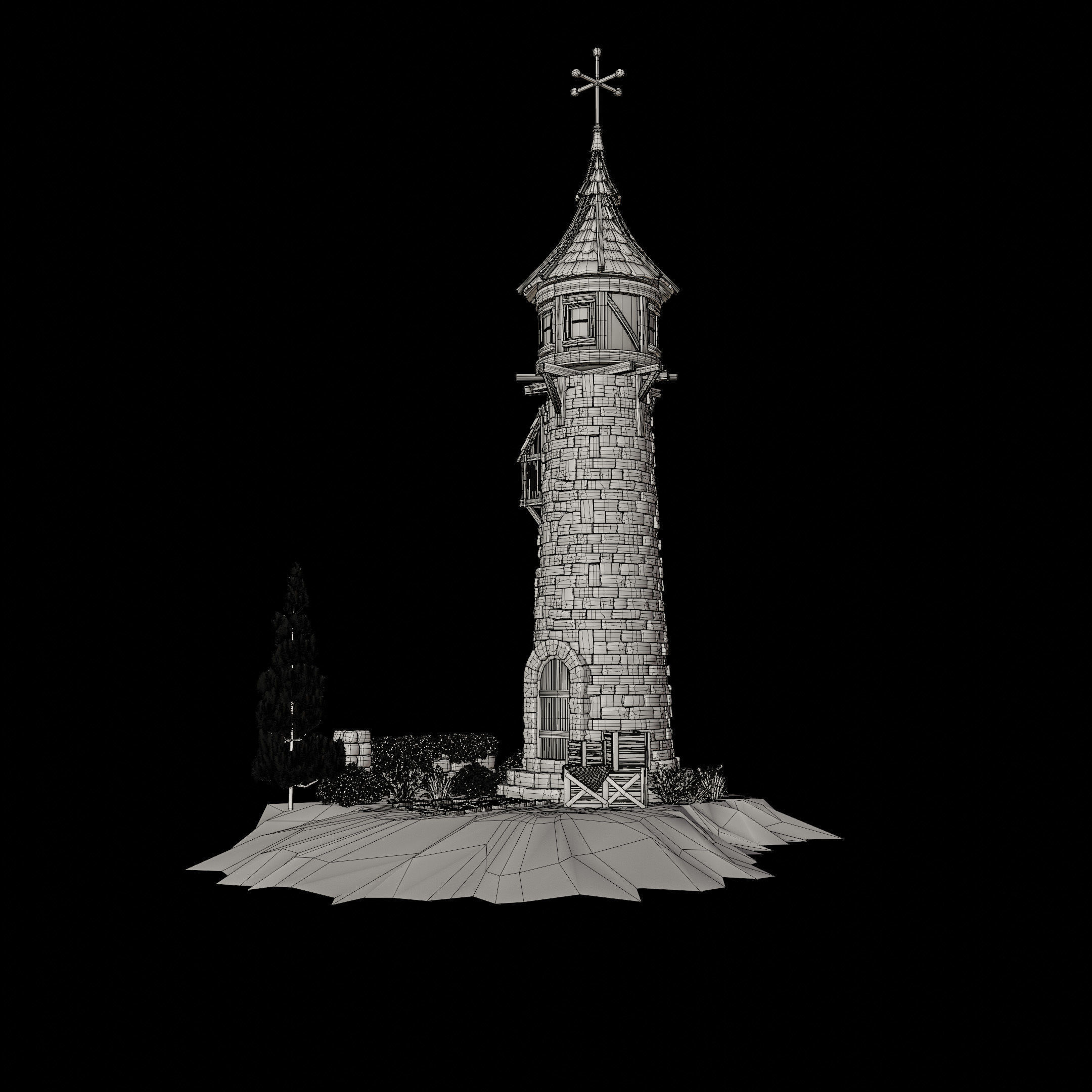 STYLIZED MEDIEVAL BUILDING 06 PRINT READY Low-poly 3D model_14