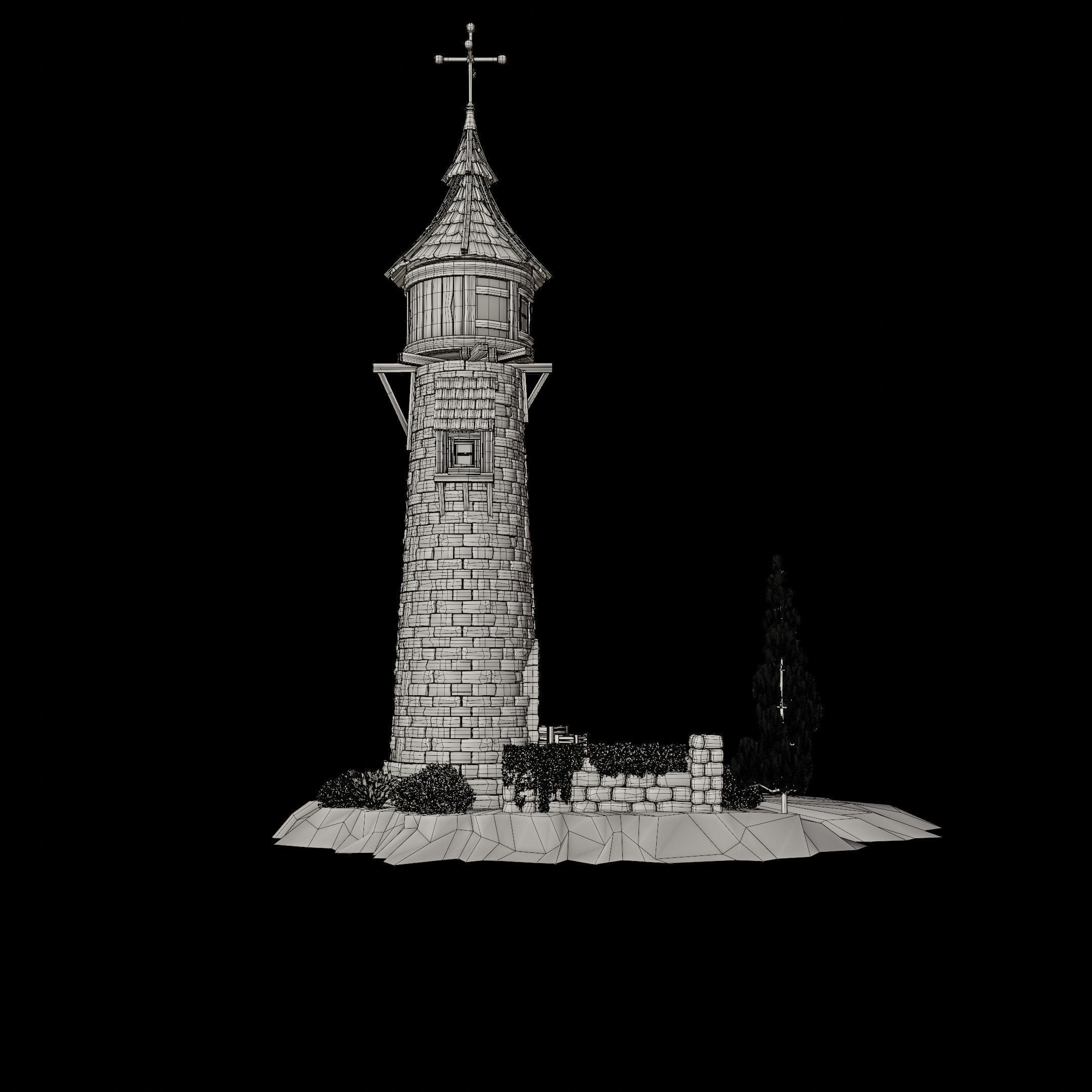 STYLIZED MEDIEVAL BUILDING 06 PRINT READY Low-poly 3D model_19