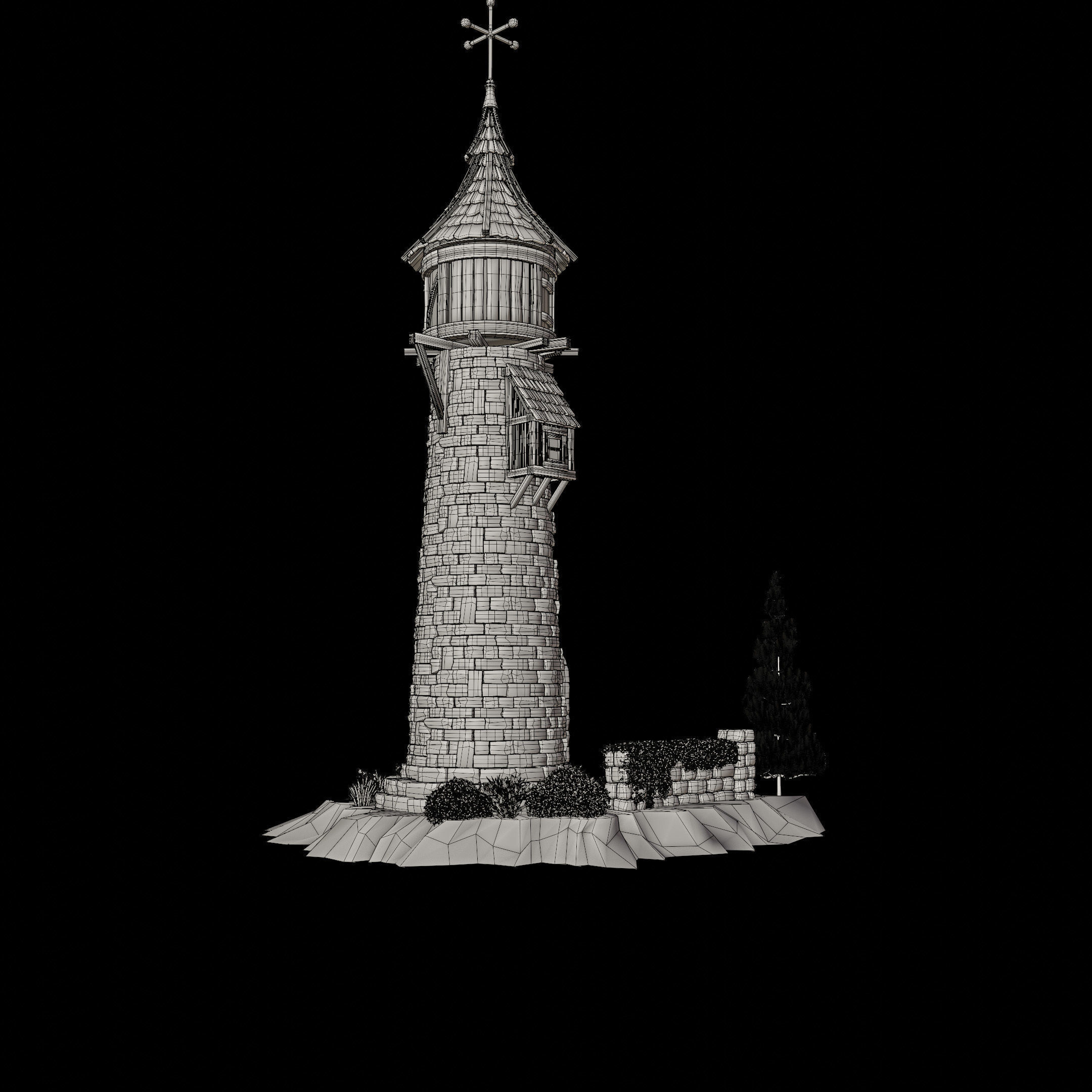 STYLIZED MEDIEVAL BUILDING 06 PRINT READY Low-poly 3D model_18