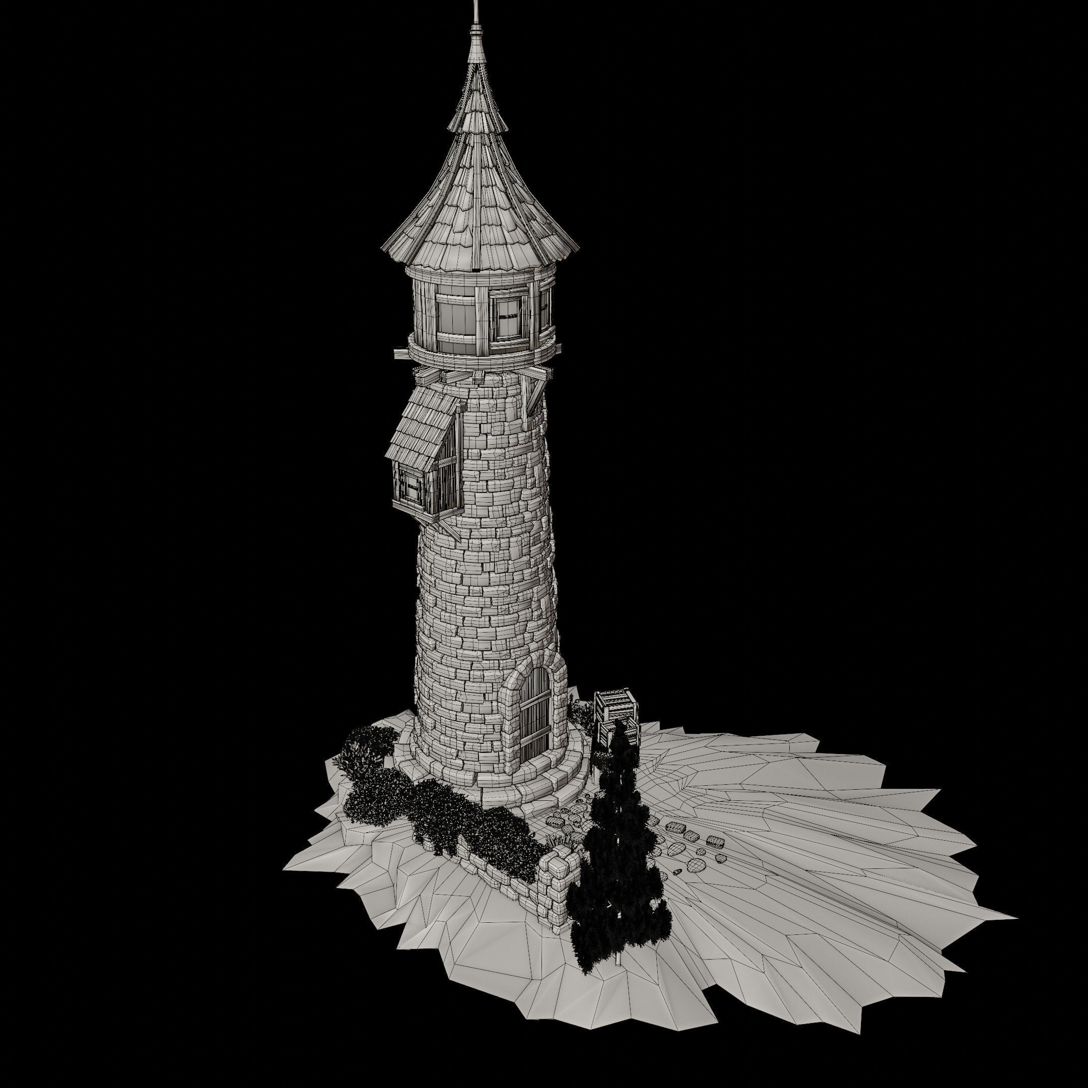 STYLIZED MEDIEVAL BUILDING 06 PRINT READY Low-poly 3D model_21