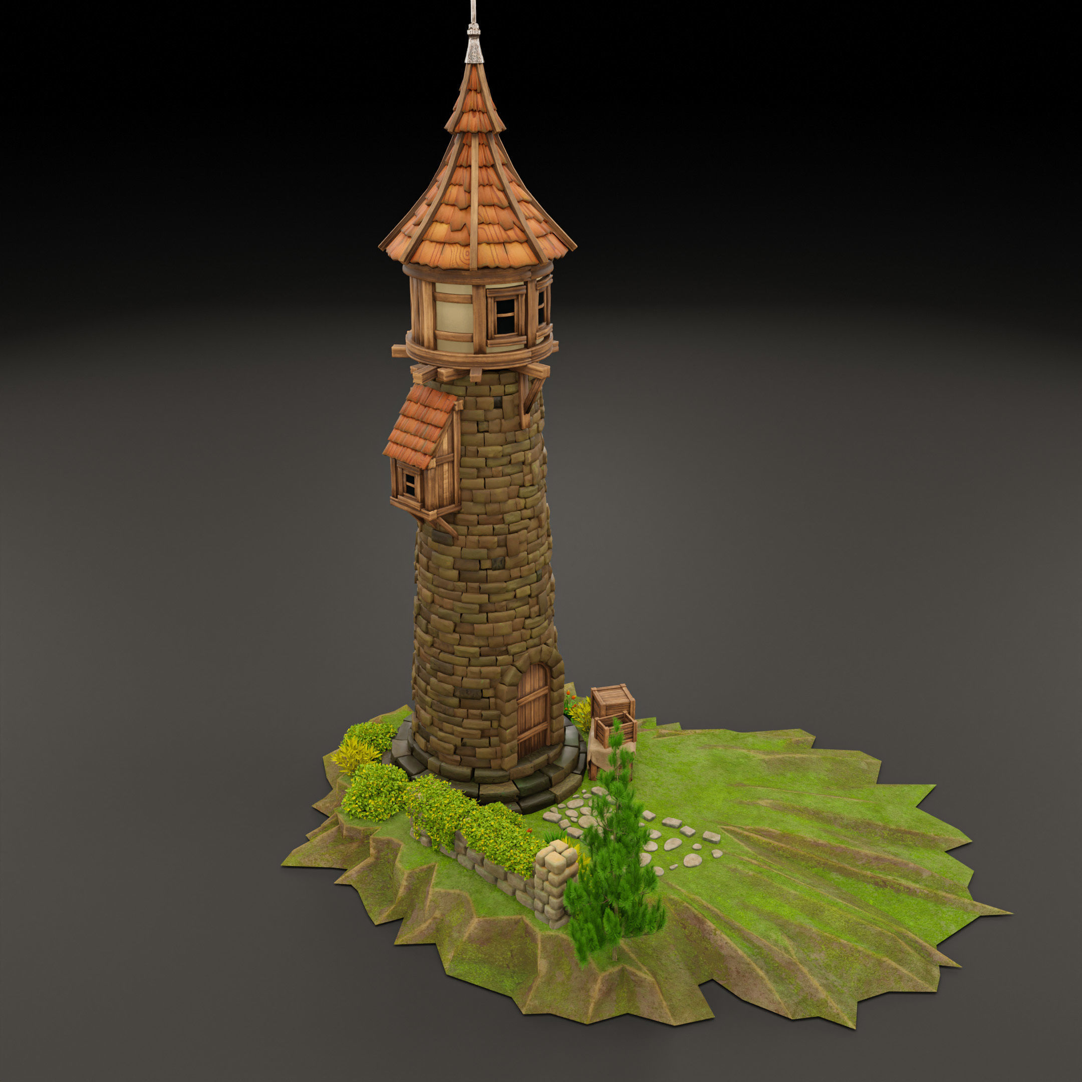 STYLIZED MEDIEVAL BUILDING 06 PRINT READY Low-poly 3D model_11