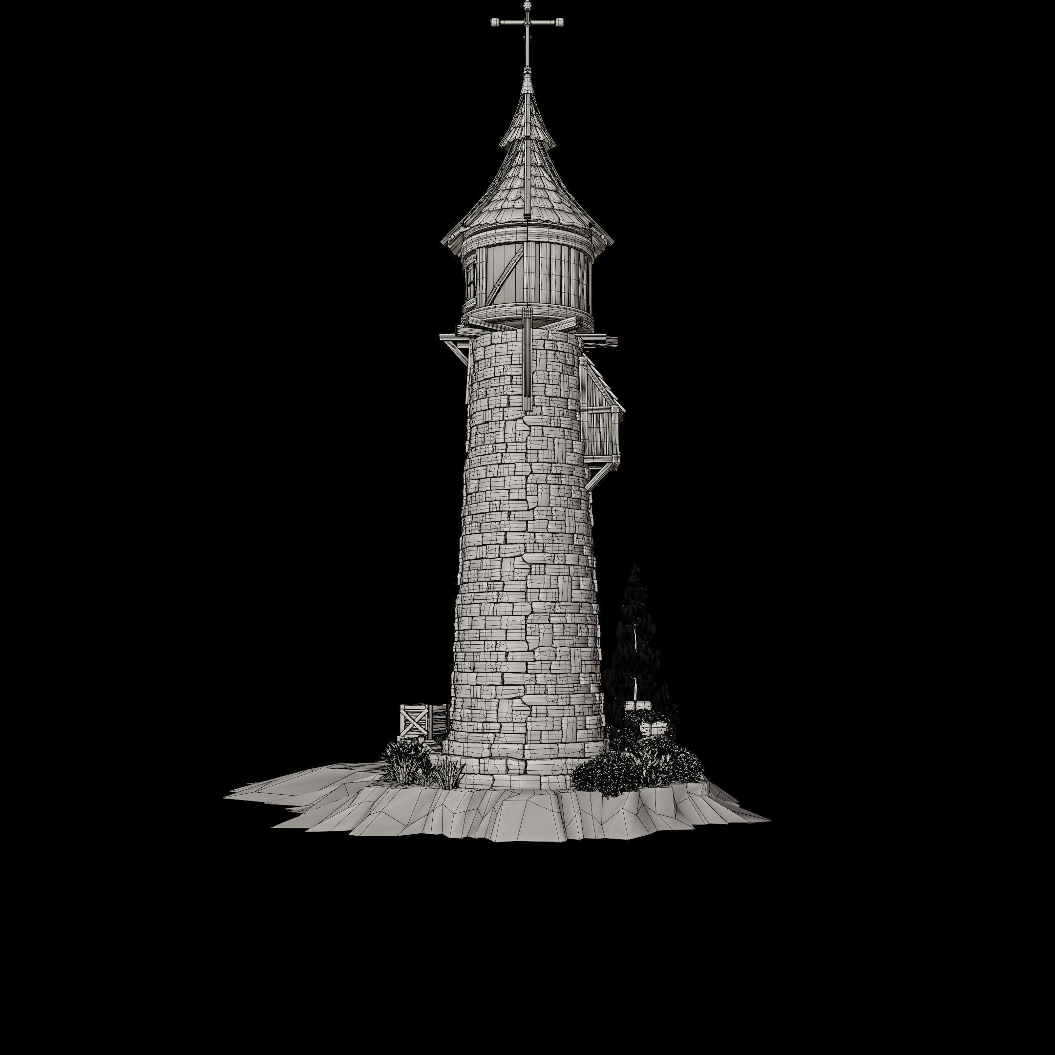 STYLIZED MEDIEVAL BUILDING 06 PRINT READY Low-poly 3D model_17