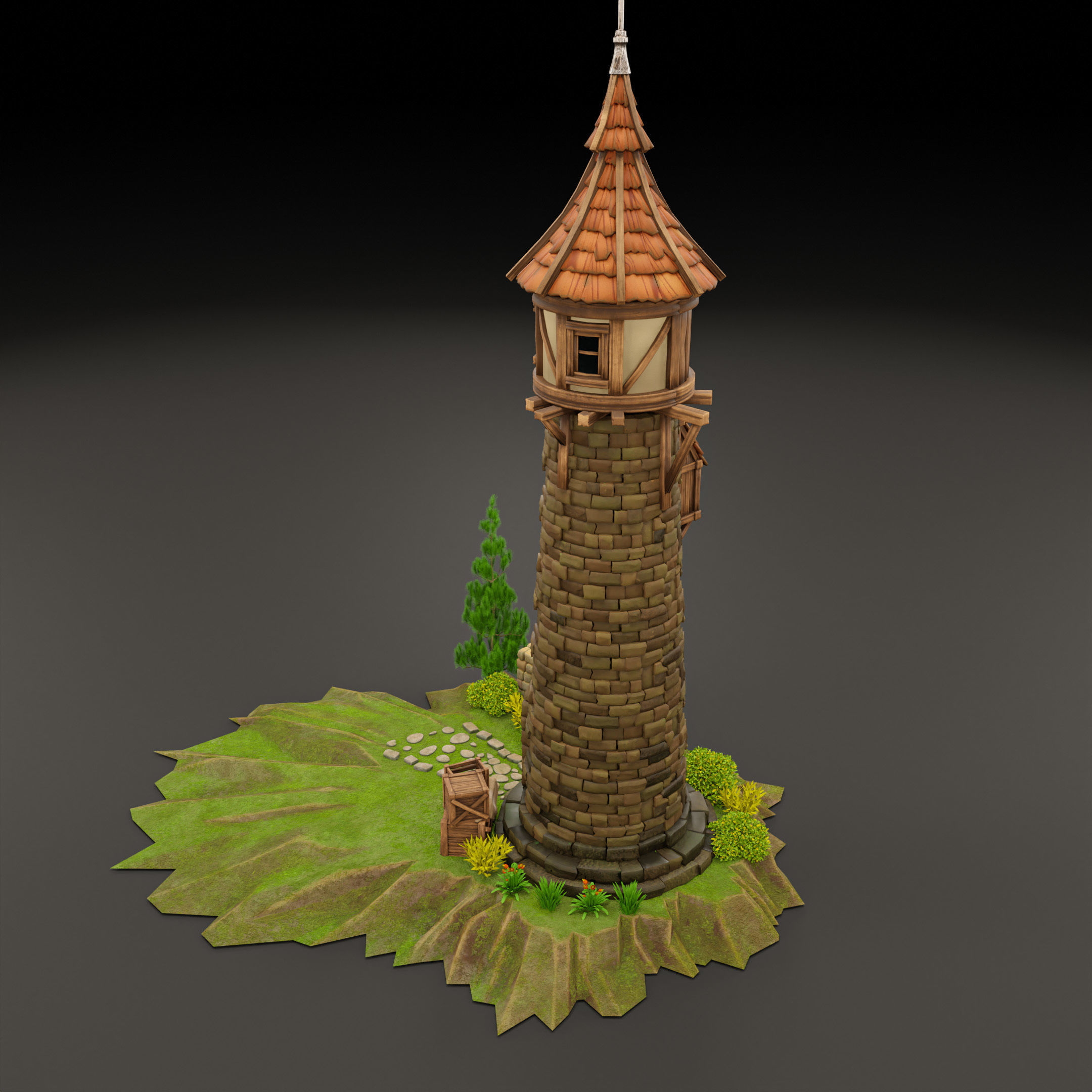 STYLIZED MEDIEVAL BUILDING 06 PRINT READY Low-poly 3D model_12