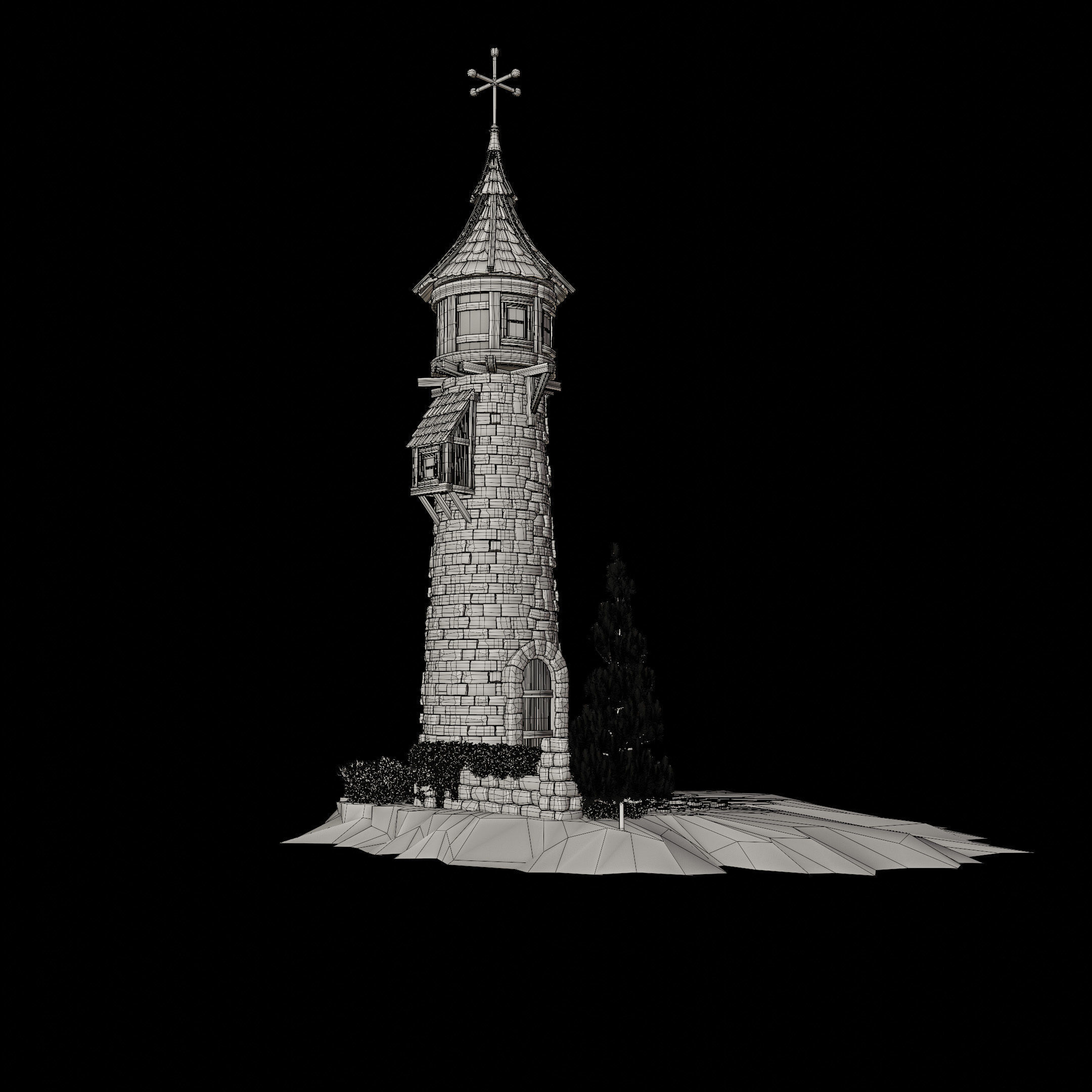 STYLIZED MEDIEVAL BUILDING 06 PRINT READY Low-poly 3D model_20