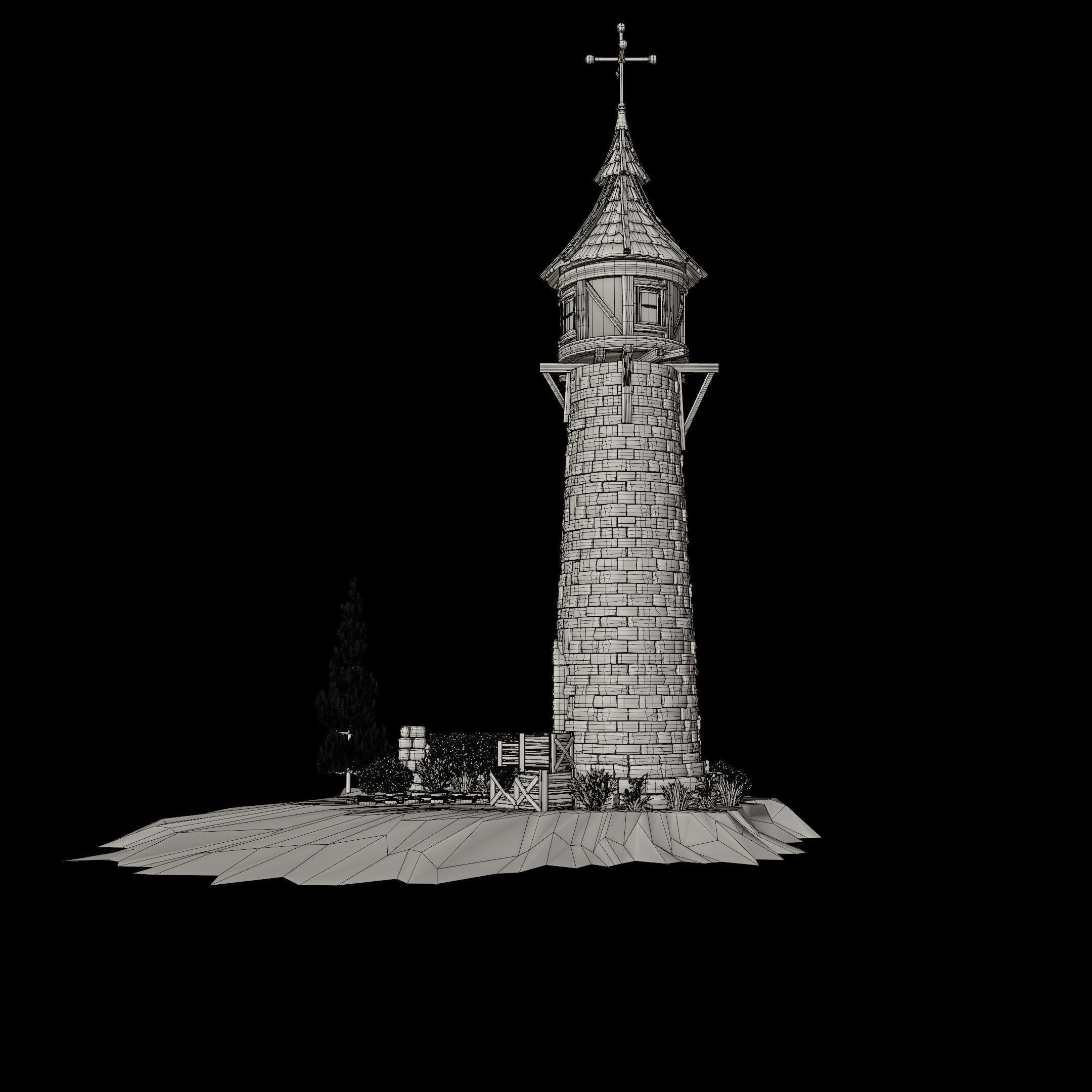 STYLIZED MEDIEVAL BUILDING 06 PRINT READY Low-poly 3D model_15