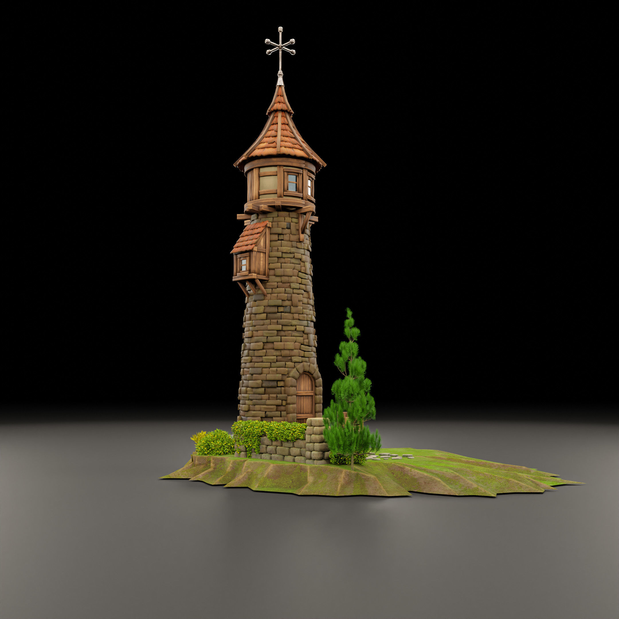 STYLIZED MEDIEVAL BUILDING 06 PRINT READY Low-poly 3D model_10