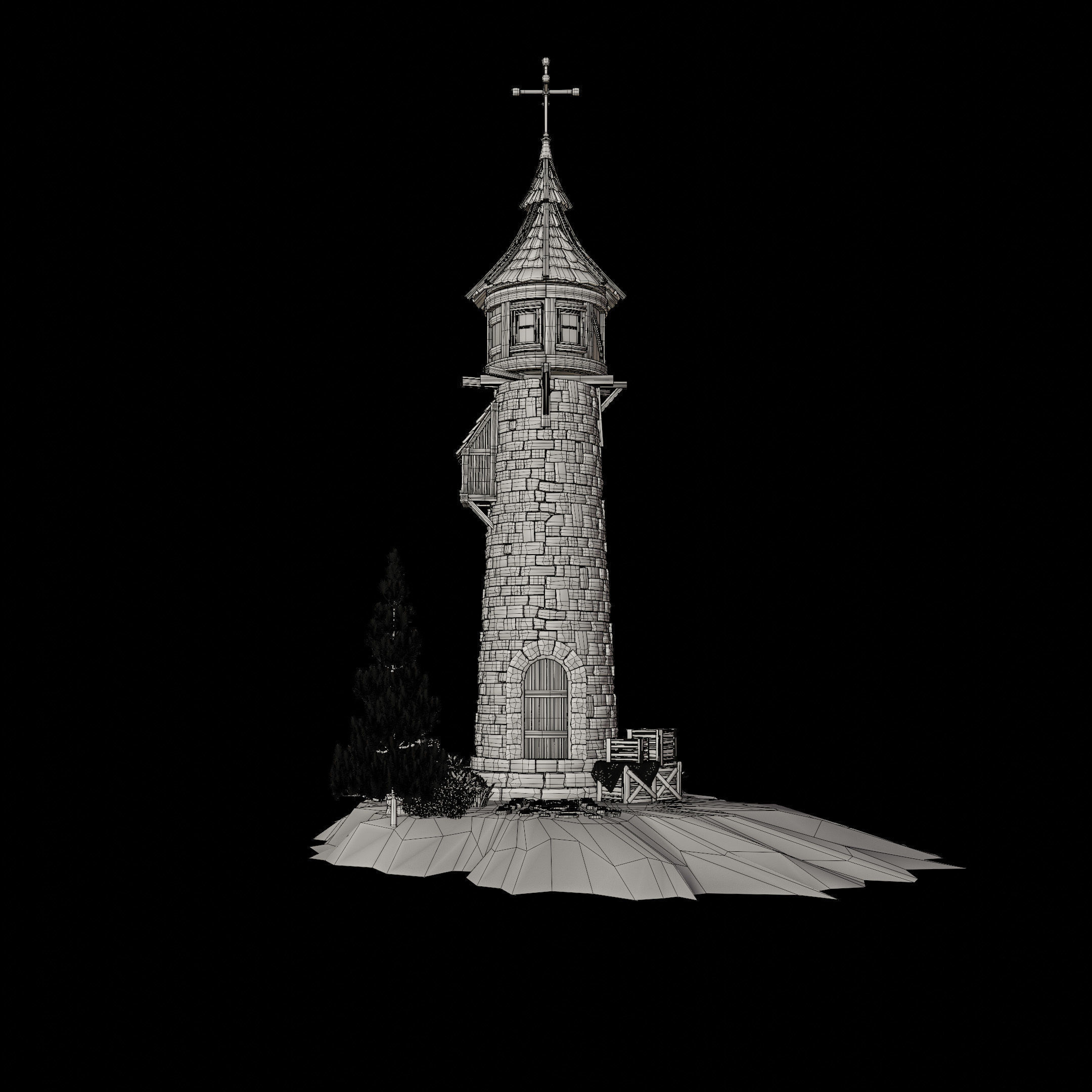 STYLIZED MEDIEVAL BUILDING 06 PRINT READY Low-poly 3D model_13