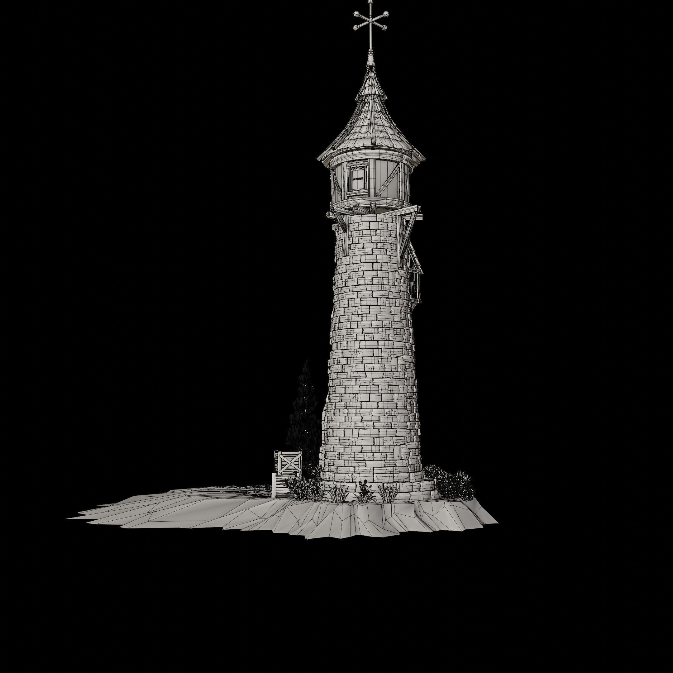 STYLIZED MEDIEVAL BUILDING 06 PRINT READY Low-poly 3D model_16