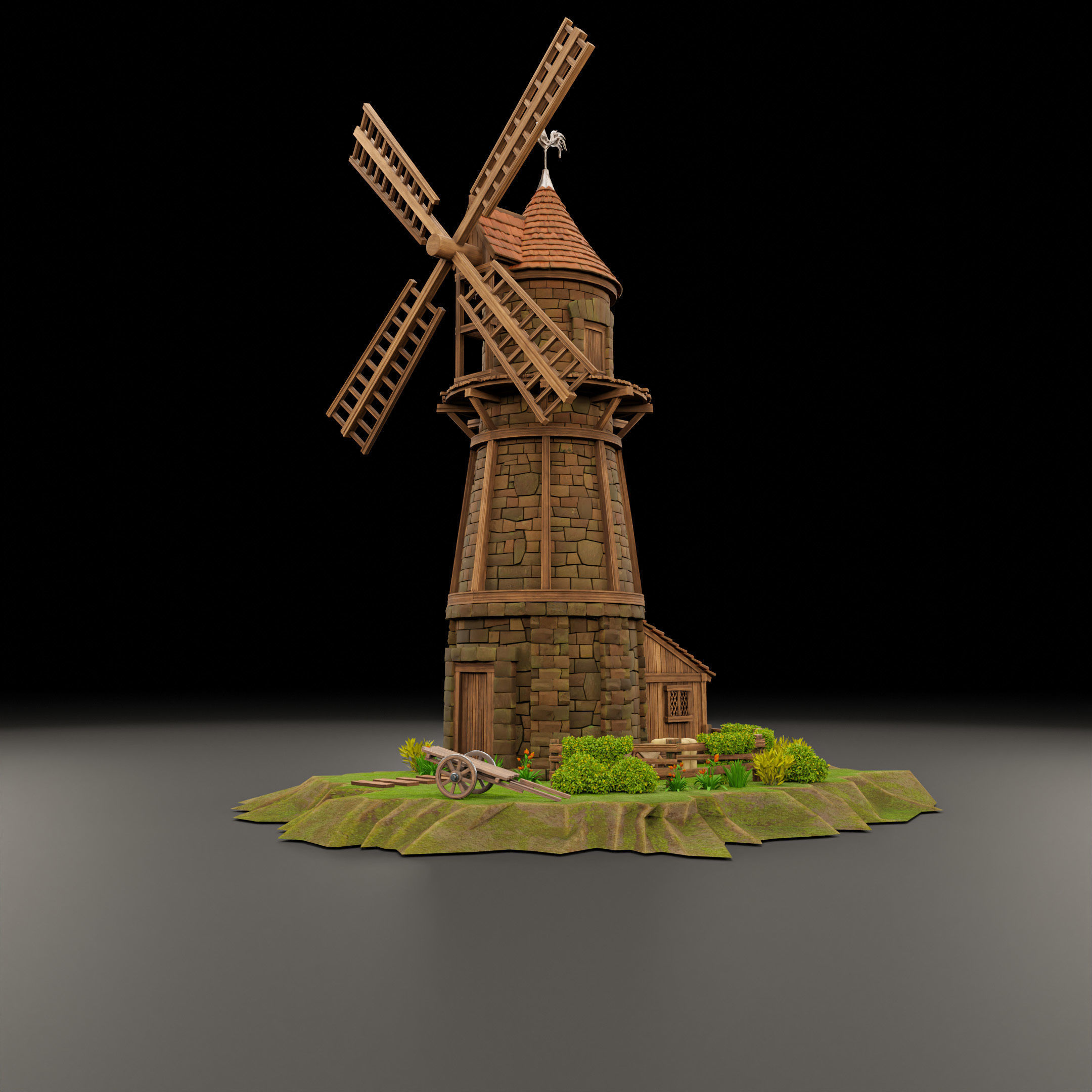 STYLIZED MEDIEVAL BUILDING 07 PRINT READY Low-poly 3D model_4