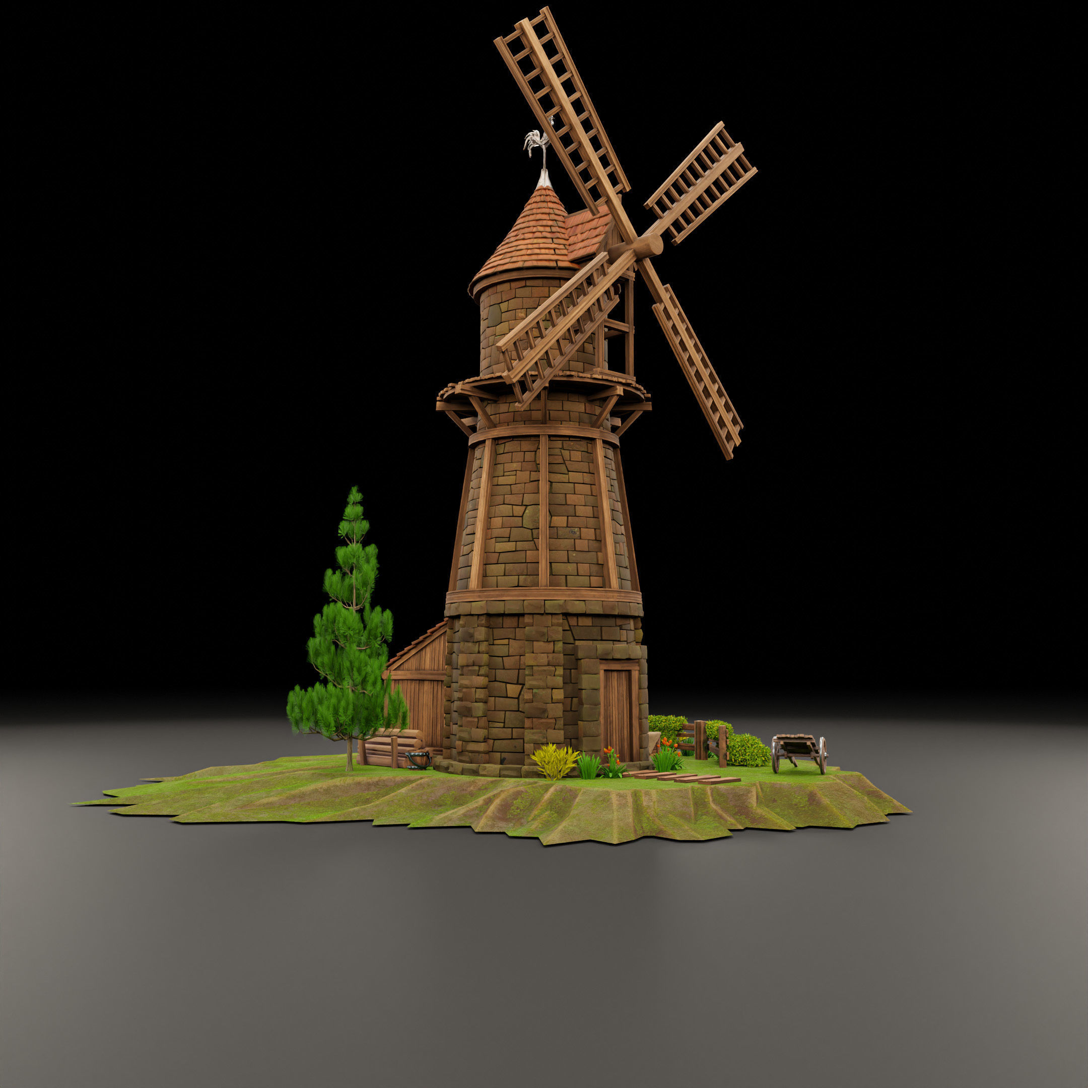 STYLIZED MEDIEVAL BUILDING 07 PRINT READY Low-poly 3D model_10