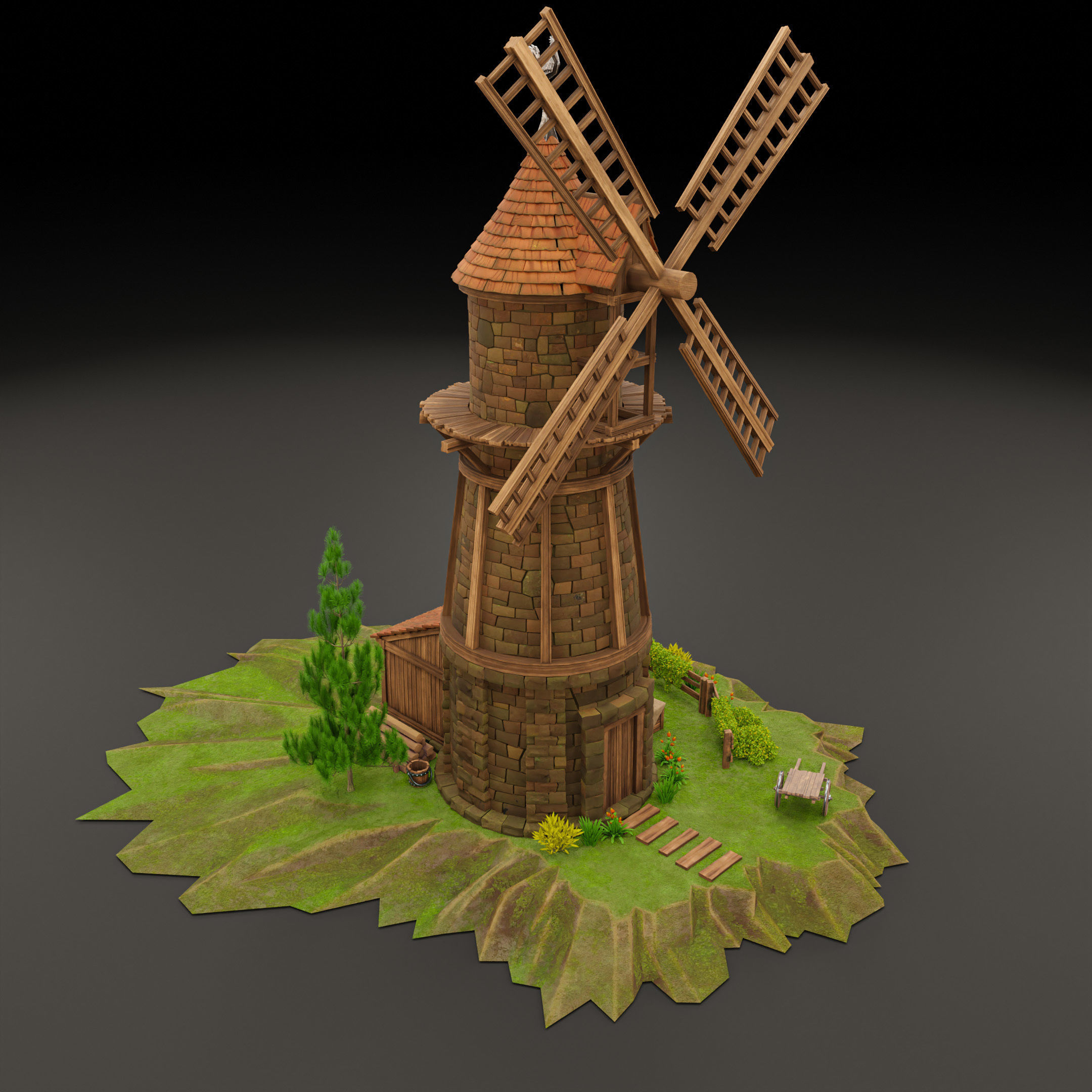STYLIZED MEDIEVAL BUILDING 07 PRINT READY Low-poly 3D model_11