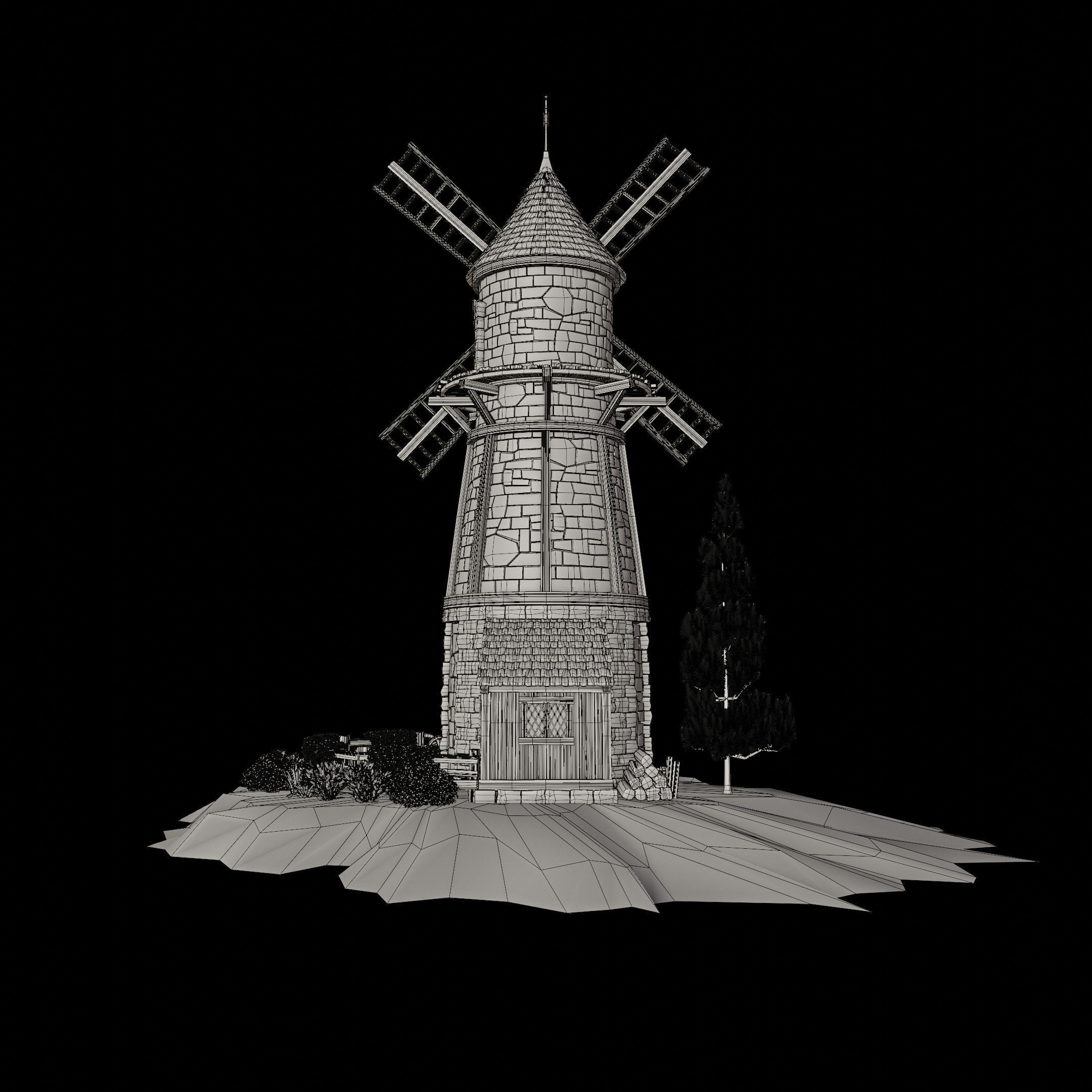 STYLIZED MEDIEVAL BUILDING 07 PRINT READY Low-poly 3D model_17