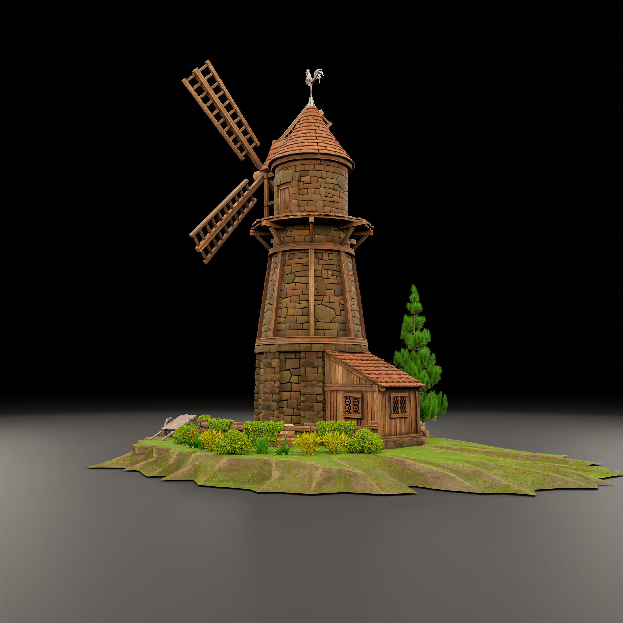 STYLIZED MEDIEVAL BUILDING 07 PRINT READY Low-poly 3D model_6