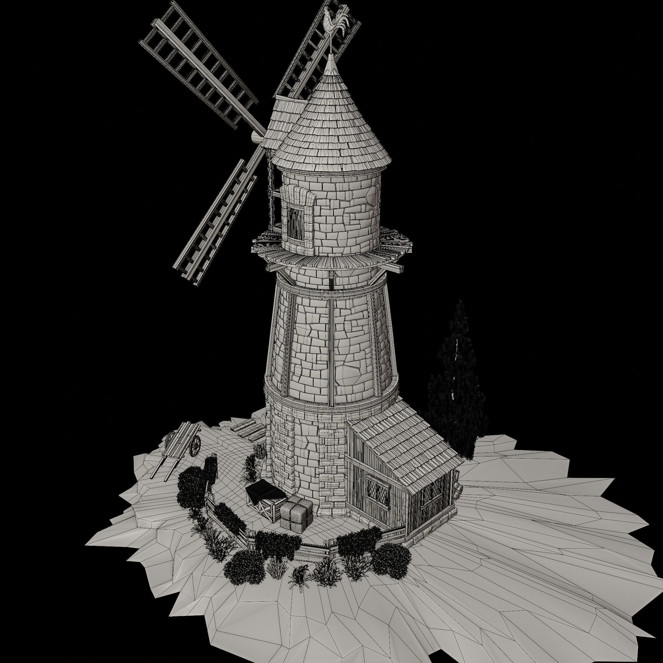 STYLIZED MEDIEVAL BUILDING 07 PRINT READY Low-poly 3D model_22