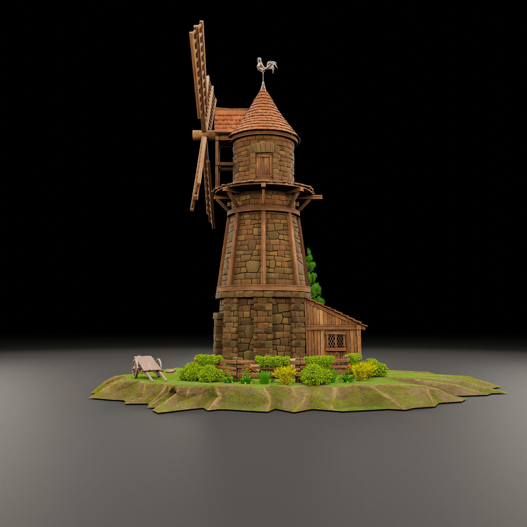 STYLIZED MEDIEVAL BUILDING 07 PRINT READY Low-poly 3D model_5