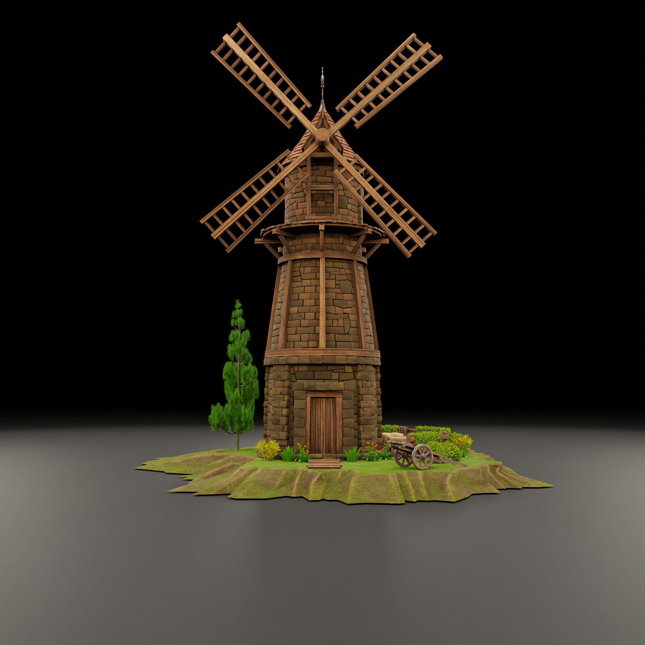 STYLIZED MEDIEVAL BUILDING 07 PRINT READY Low-poly 3D model_3