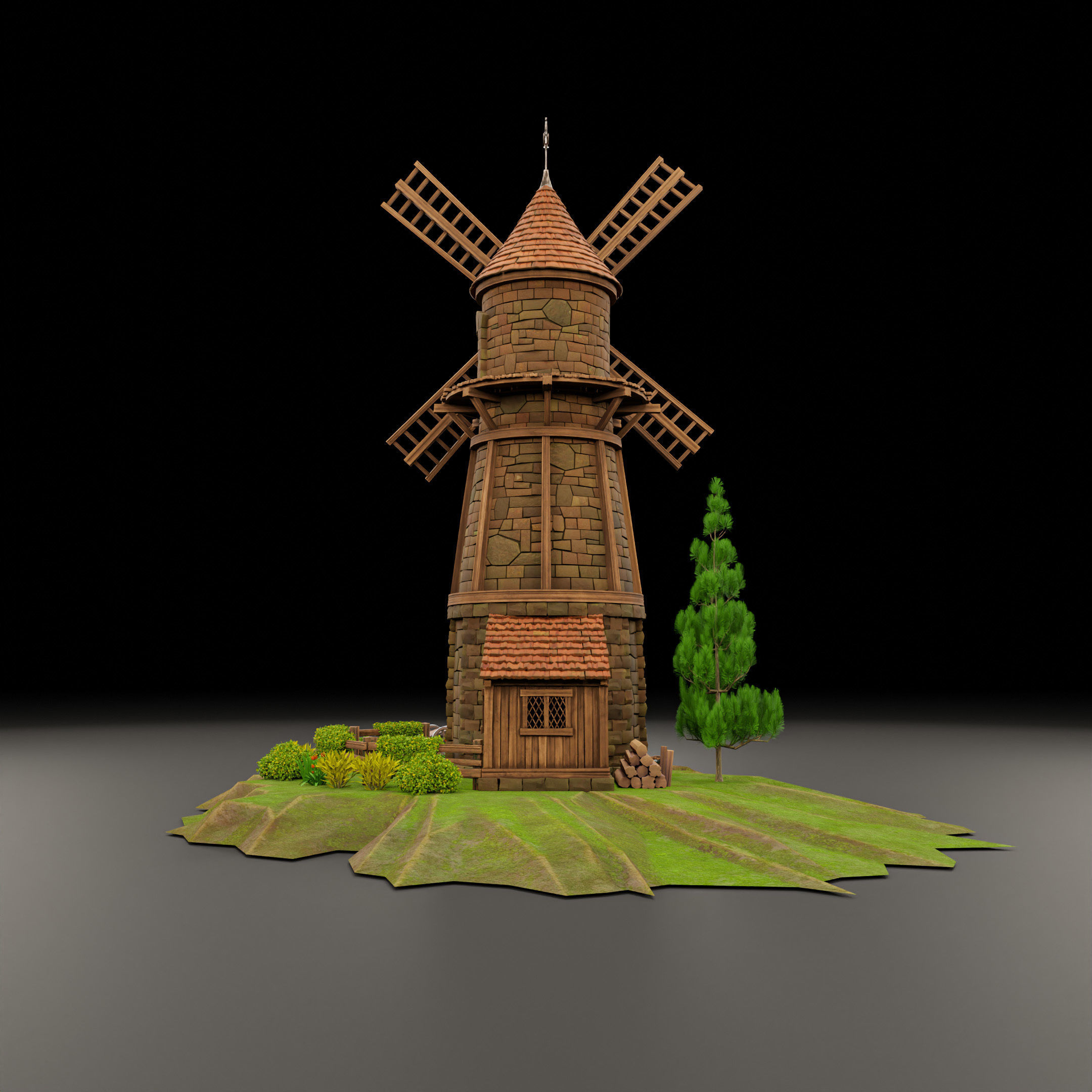 STYLIZED MEDIEVAL BUILDING 07 PRINT READY Low-poly 3D model_7