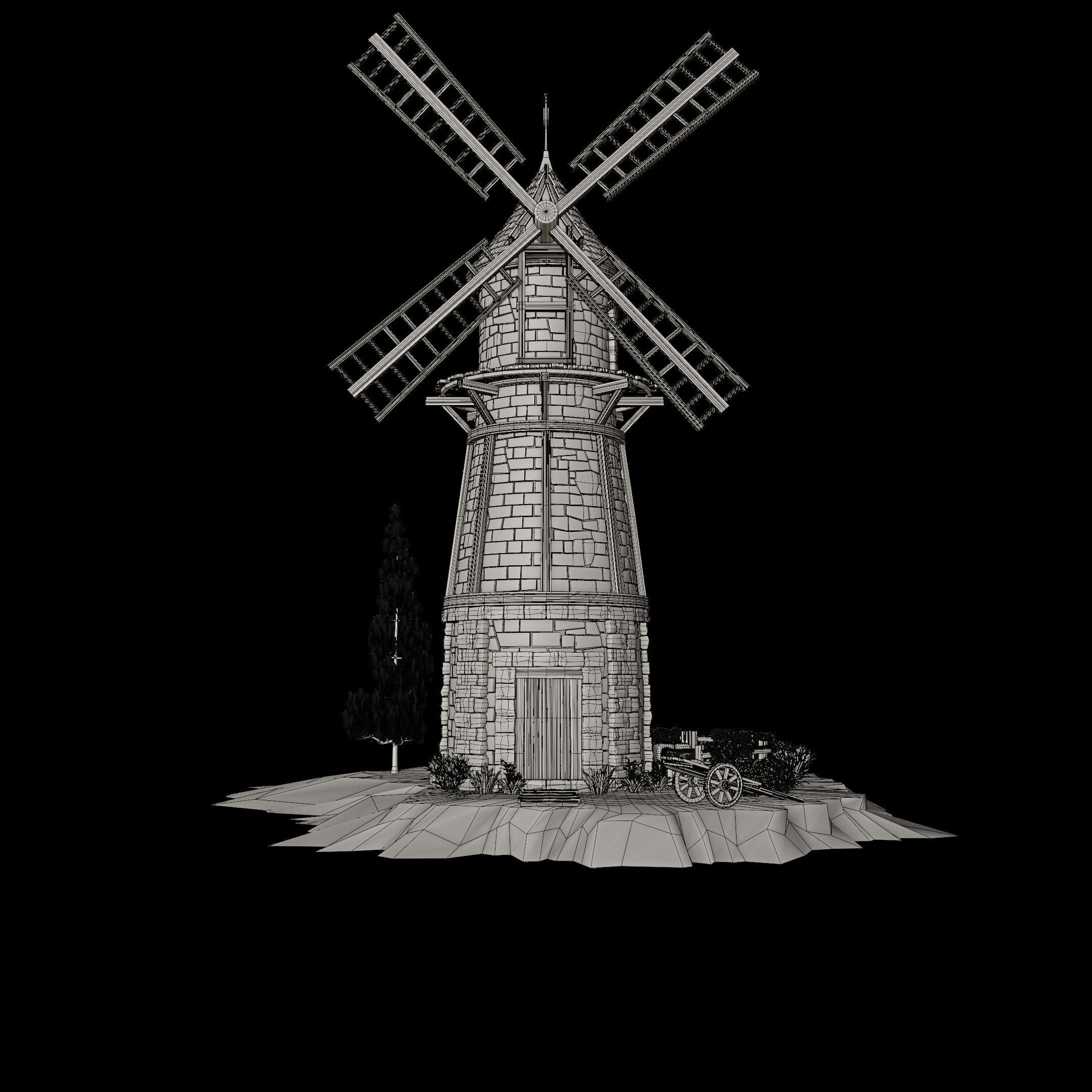 STYLIZED MEDIEVAL BUILDING 07 PRINT READY Low-poly 3D model_13