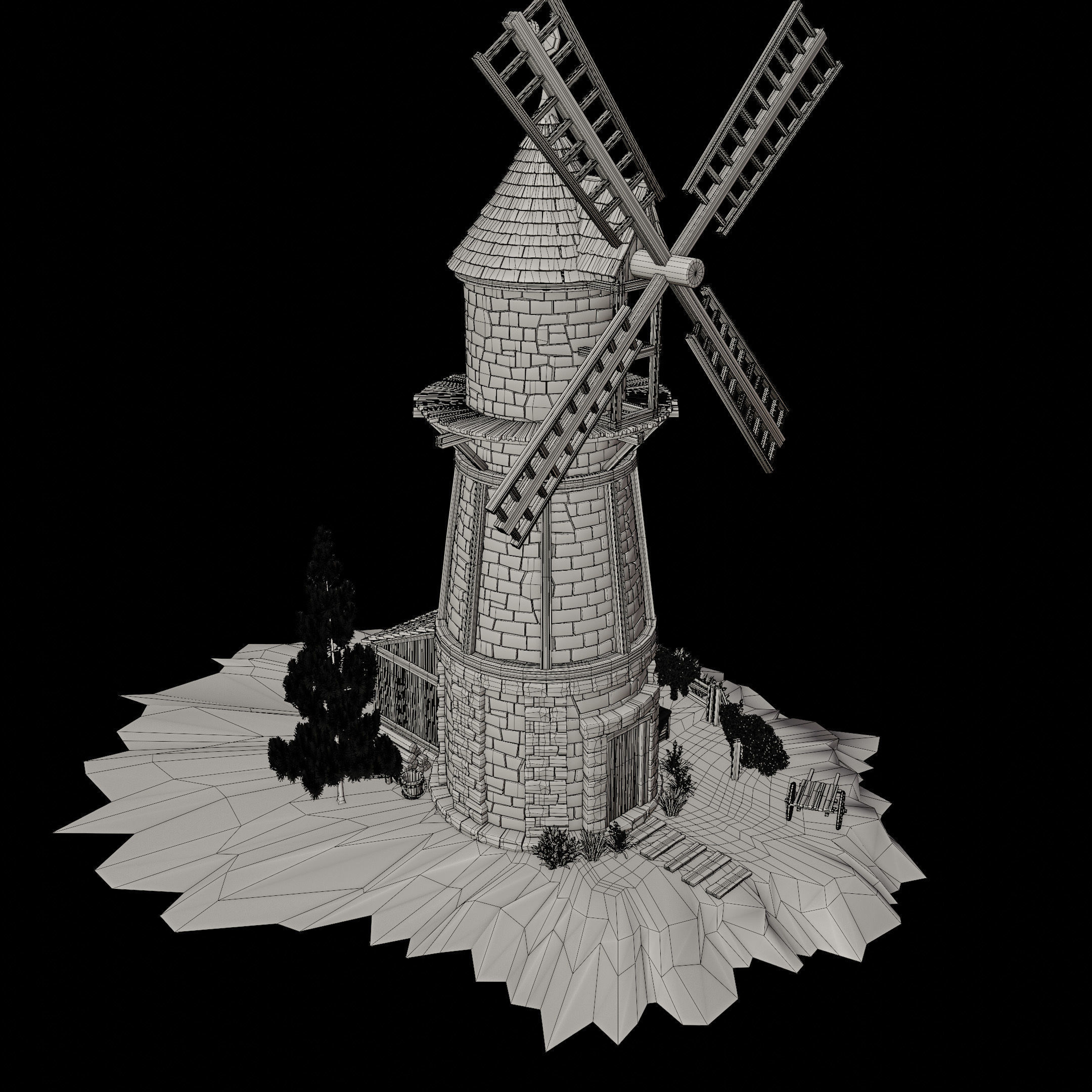 STYLIZED MEDIEVAL BUILDING 07 PRINT READY Low-poly 3D model_21