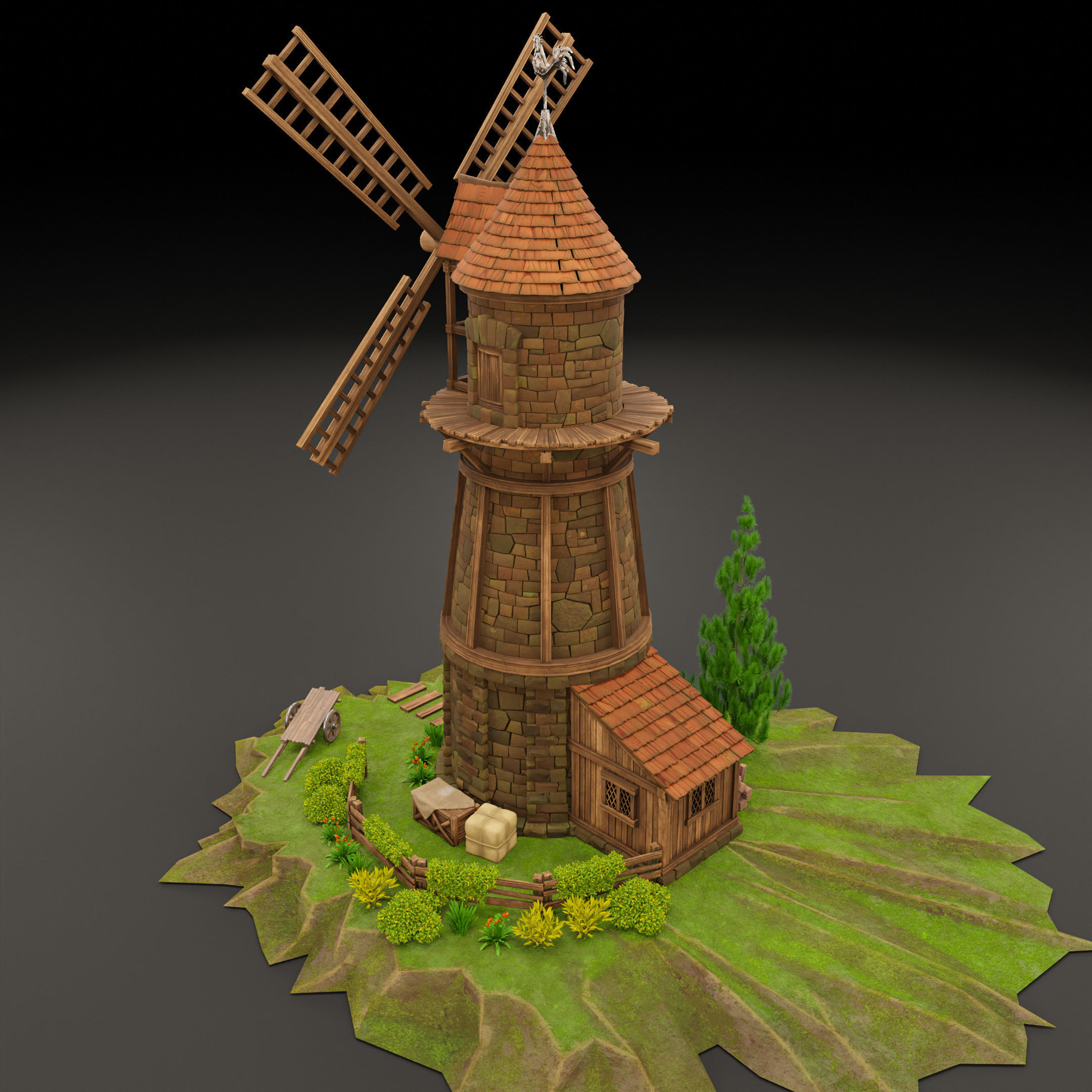 STYLIZED MEDIEVAL BUILDING 07 PRINT READY Low-poly 3D model_12