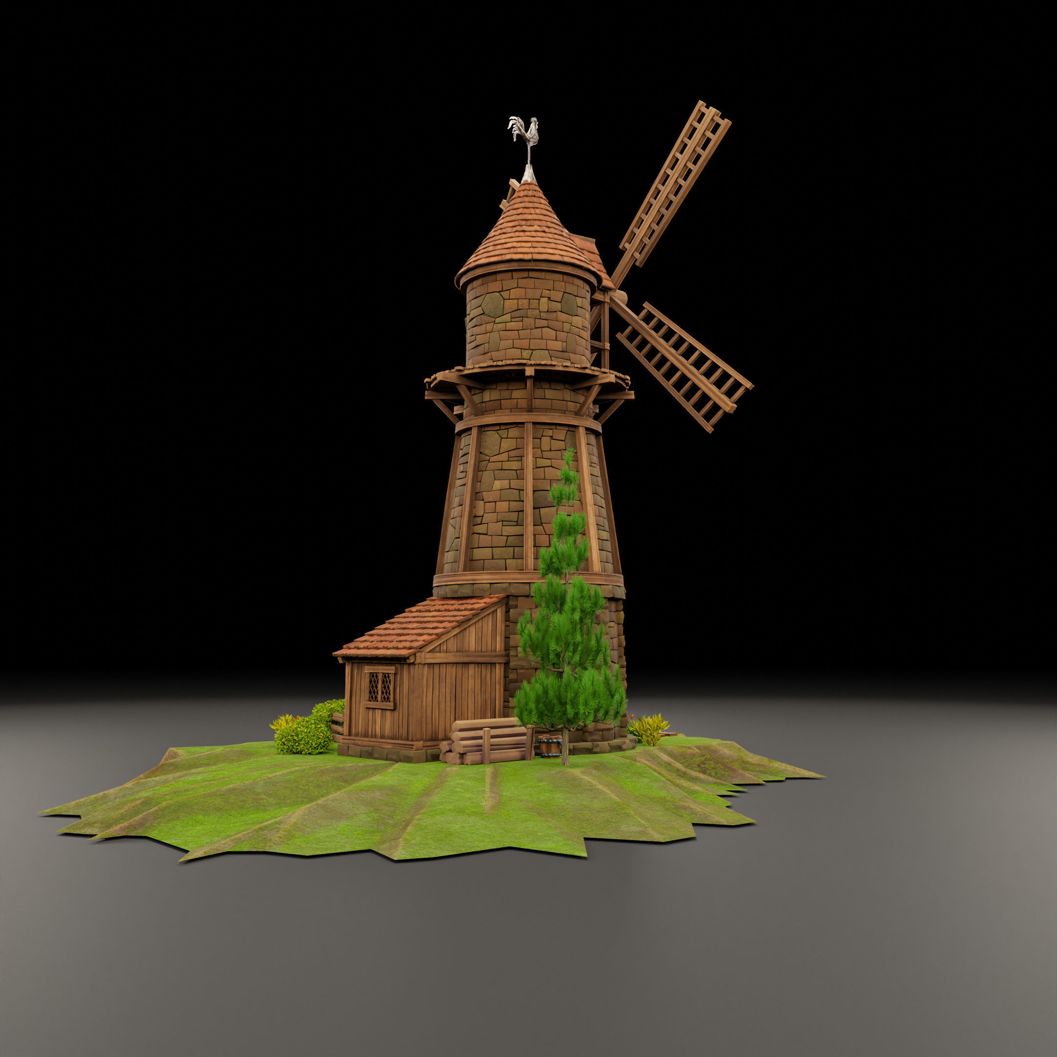 STYLIZED MEDIEVAL BUILDING 07 PRINT READY Low-poly 3D model_8