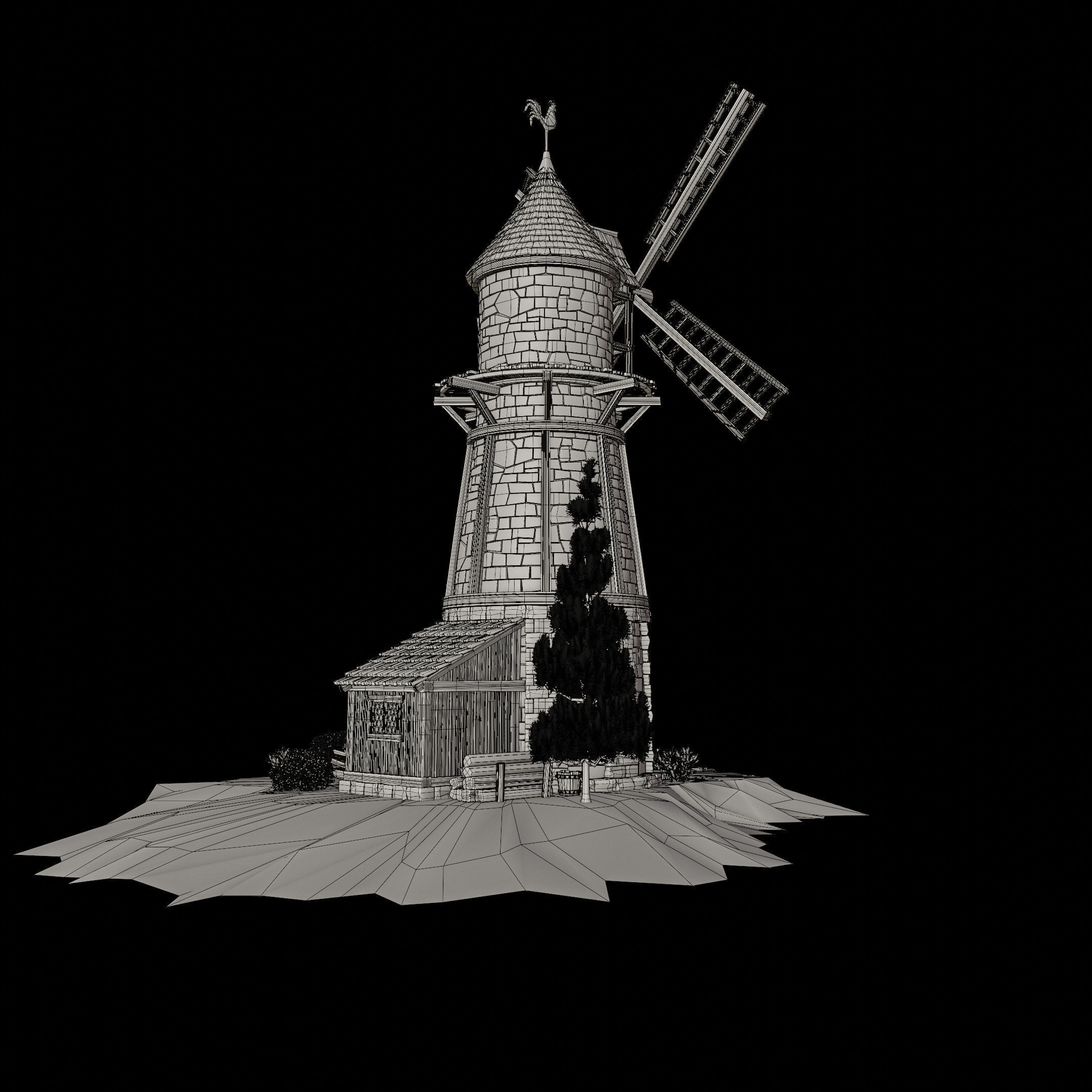 STYLIZED MEDIEVAL BUILDING 07 PRINT READY Low-poly 3D model_18