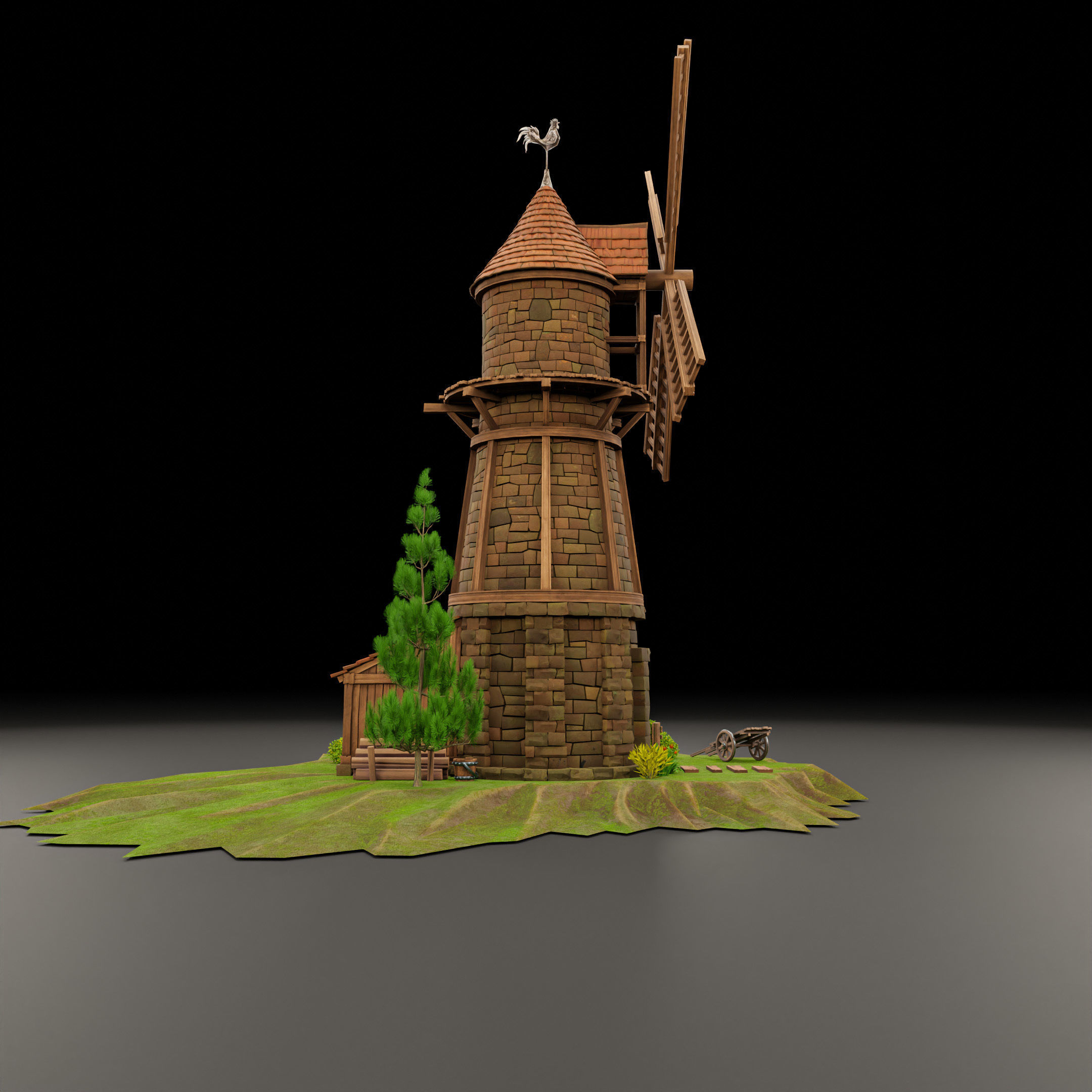 STYLIZED MEDIEVAL BUILDING 07 PRINT READY Low-poly 3D model_9