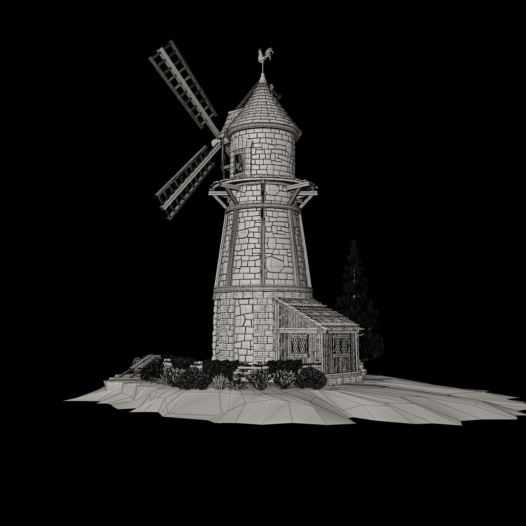 STYLIZED MEDIEVAL BUILDING 07 PRINT READY Low-poly 3D model_16