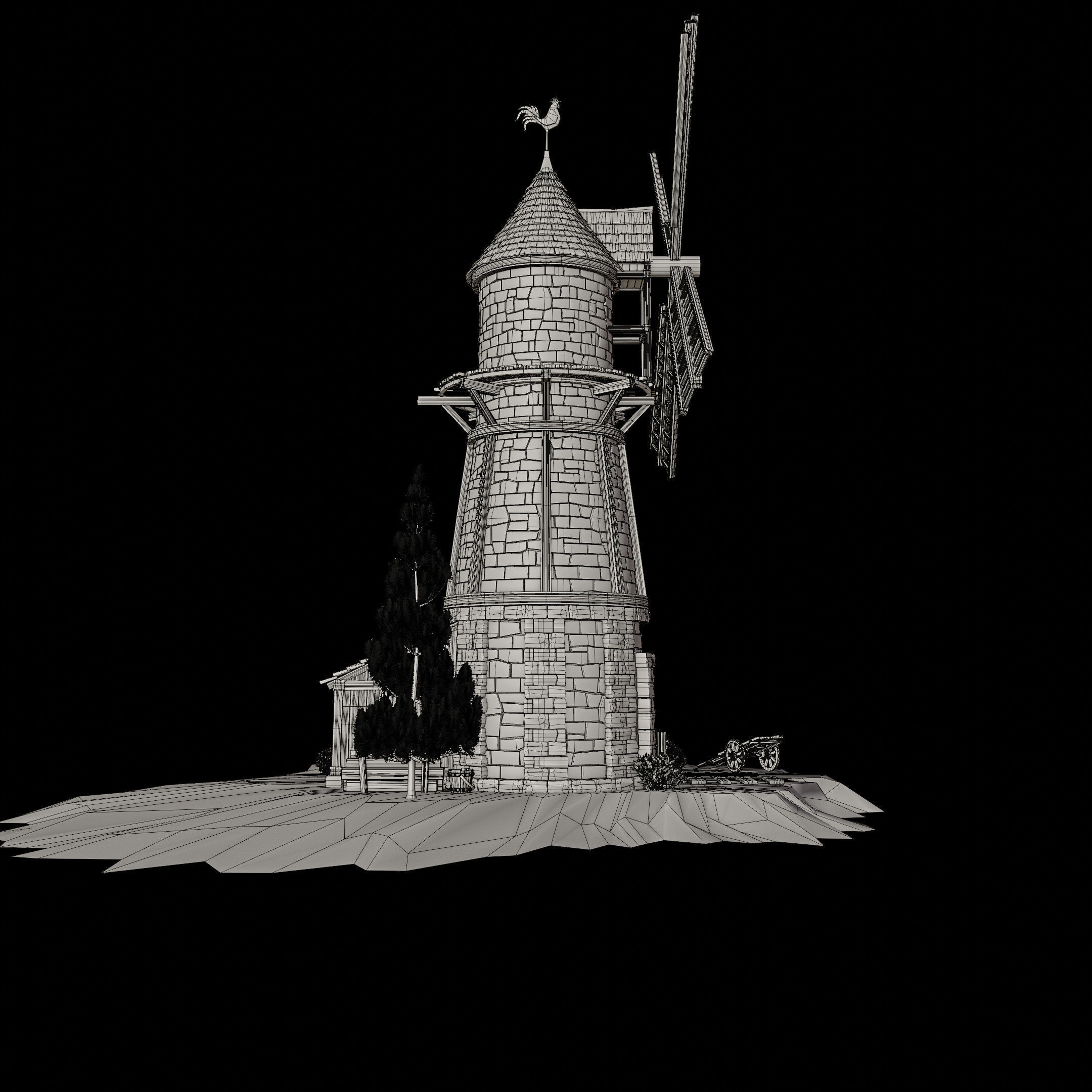 STYLIZED MEDIEVAL BUILDING 07 PRINT READY Low-poly 3D model_19